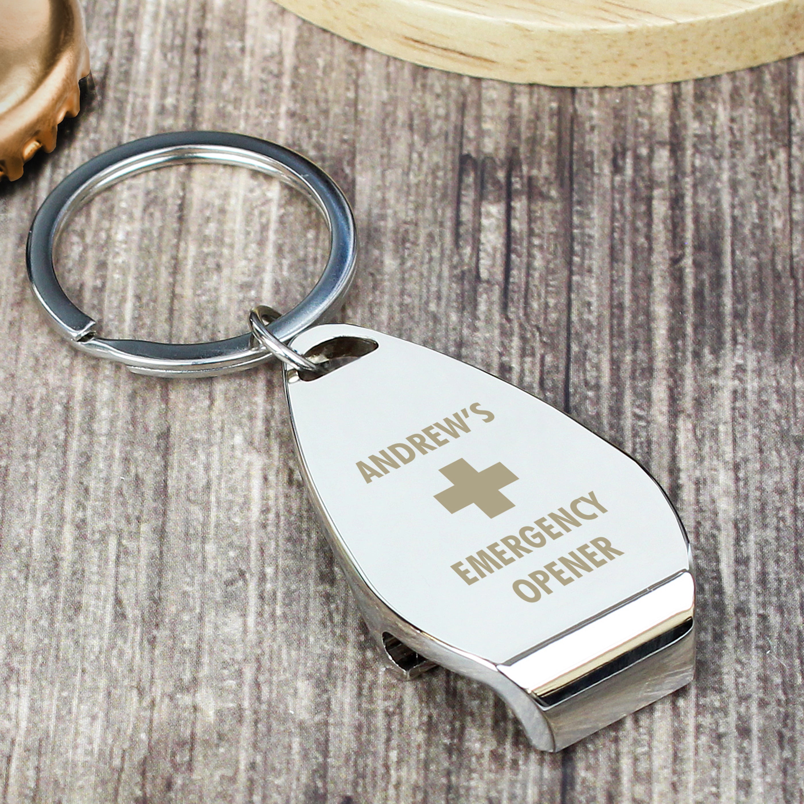 Personalised Emergency Bottle Opener Keyring - gift & personalise