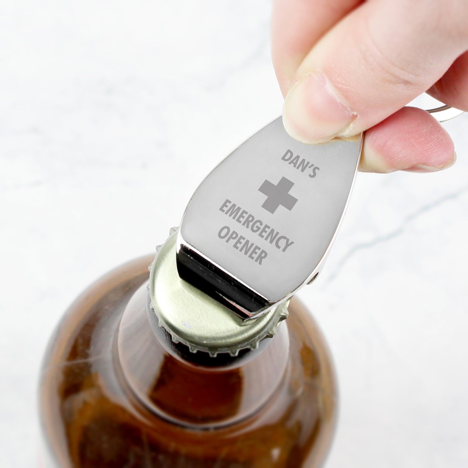 Personalised Emergency Bottle Opener Keyring - gift & personalise