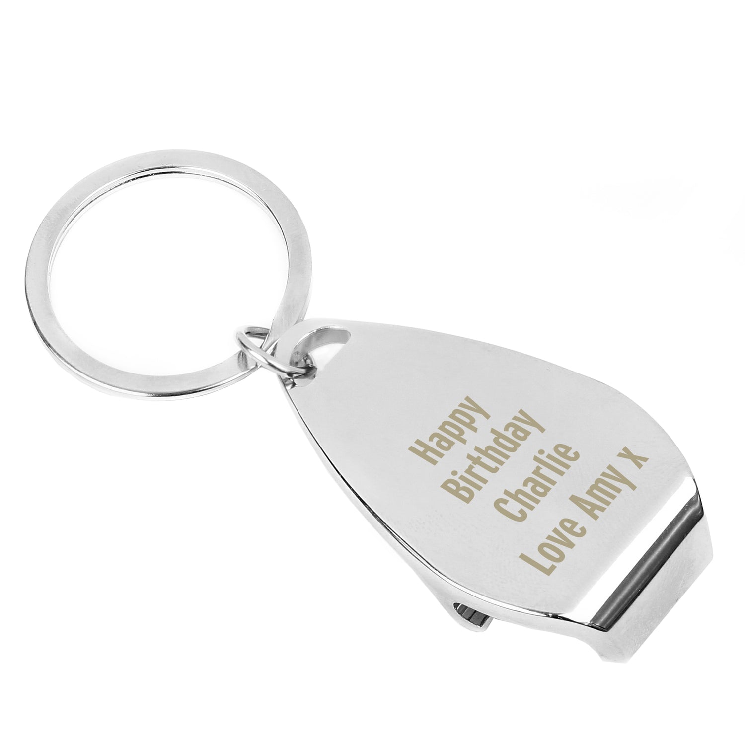 Personalised Any Message Bottle Opener Keyring - gift & personalise