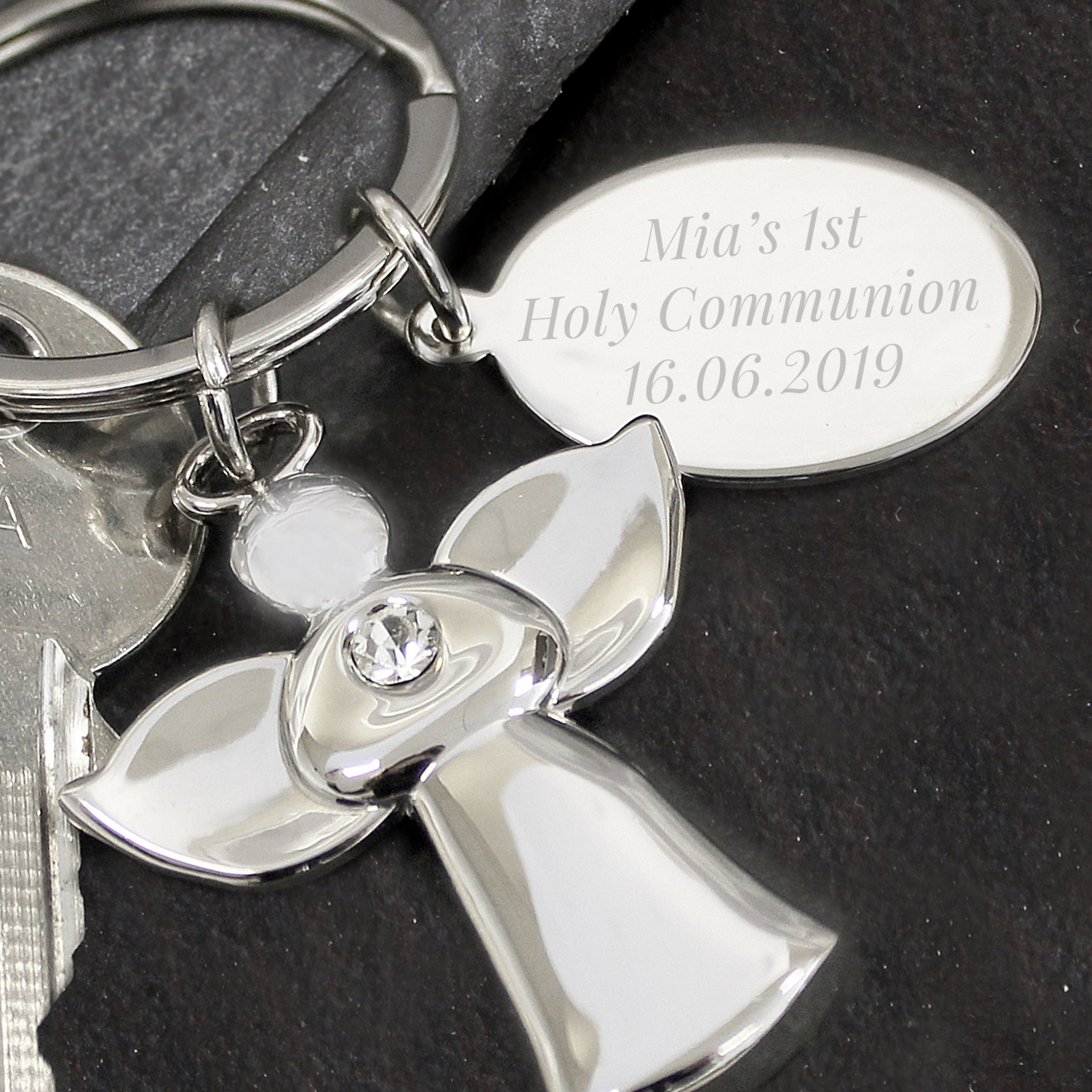 Personalised Silver Plated Angel Keyring - gift & personalise