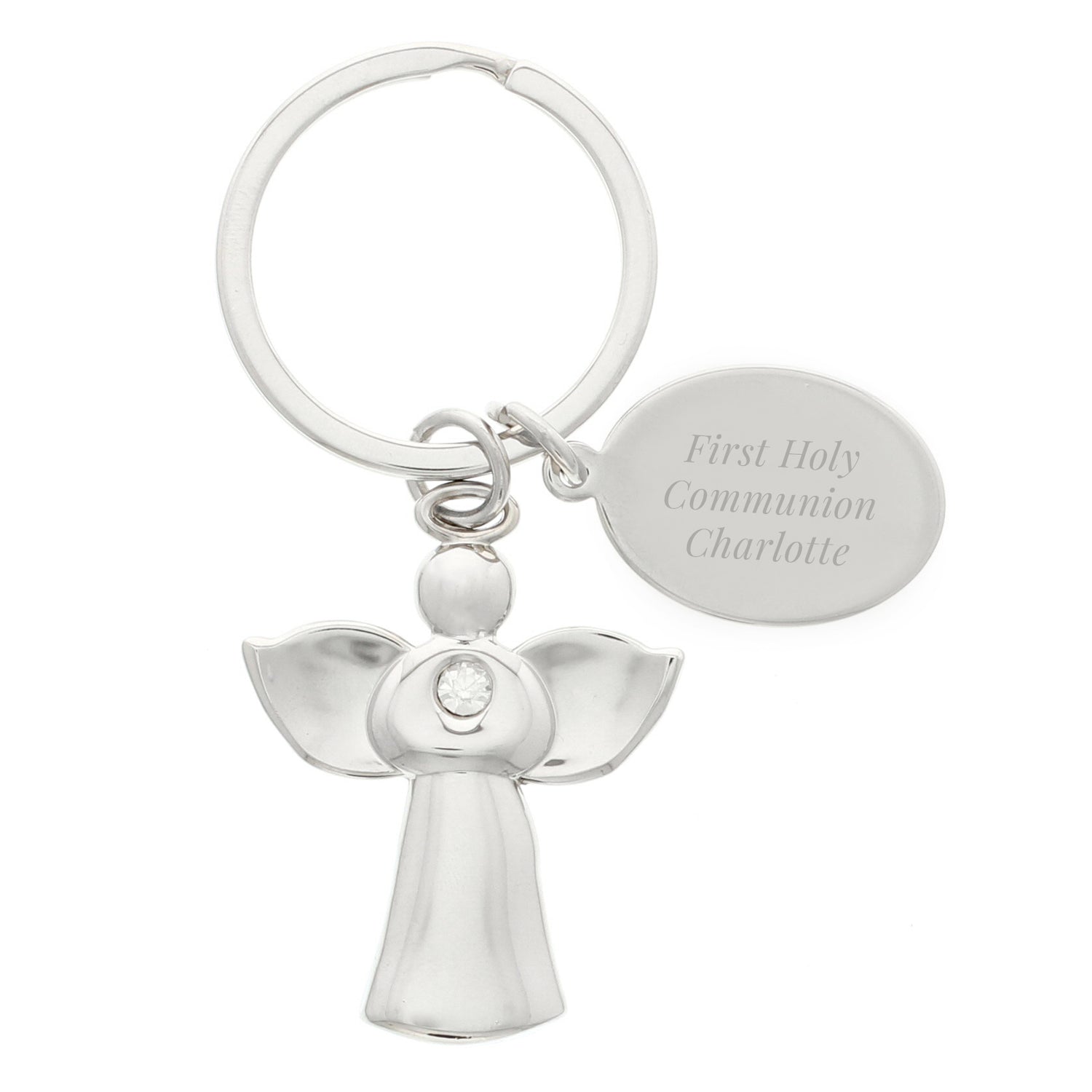 Personalised Silver Plated Angel Keyring - gift & personalise