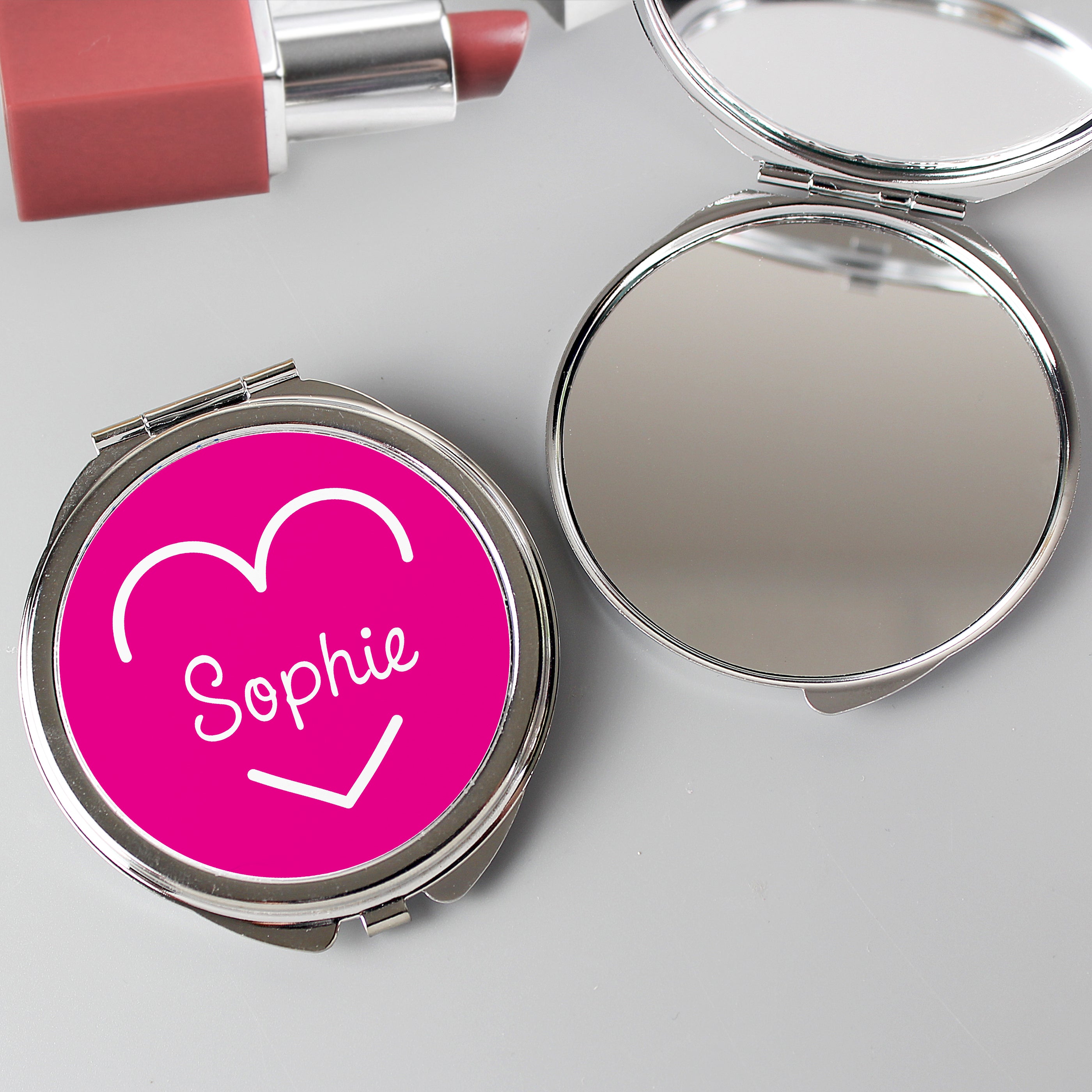 Personalised Pink Name Compact Mirror - gift & personalise