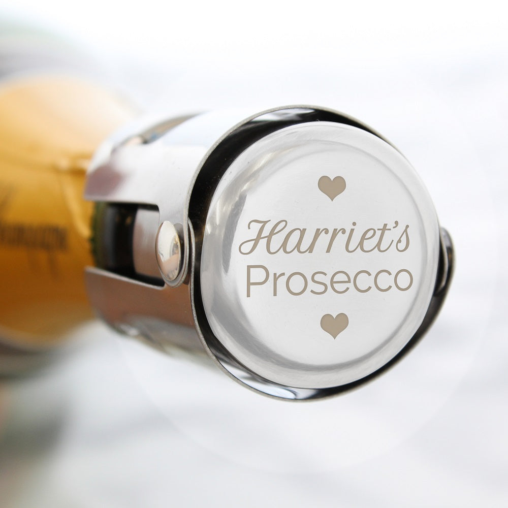 Personalised Heart Motif Prosecco Bottle Stopper - gift & personalise