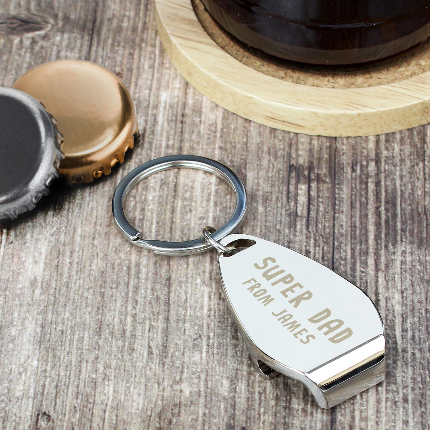 Personalised Super Dad Bottle Opener Keyring - gift & personalise