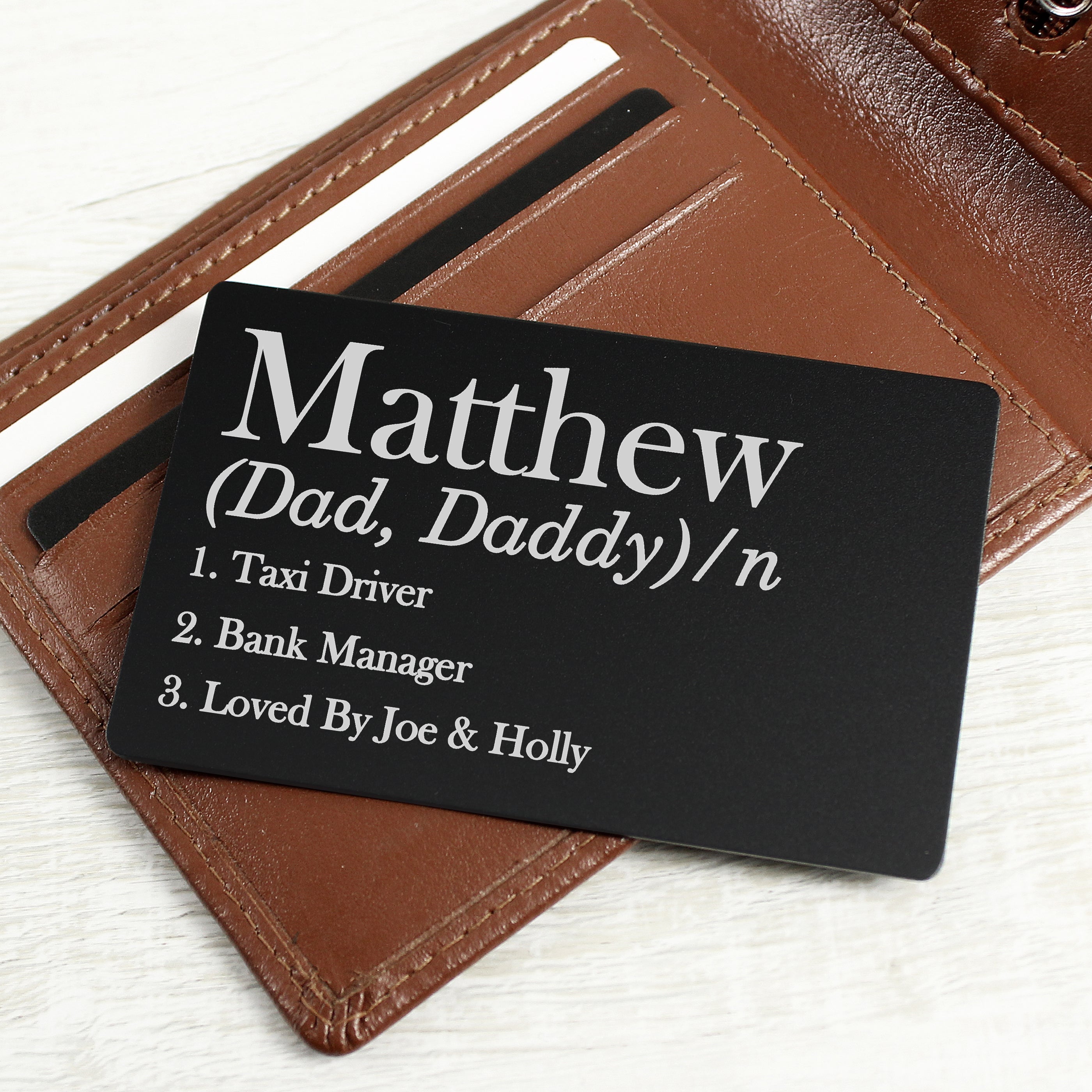 Personalised Definition Black Wallet Card - gift & personalise