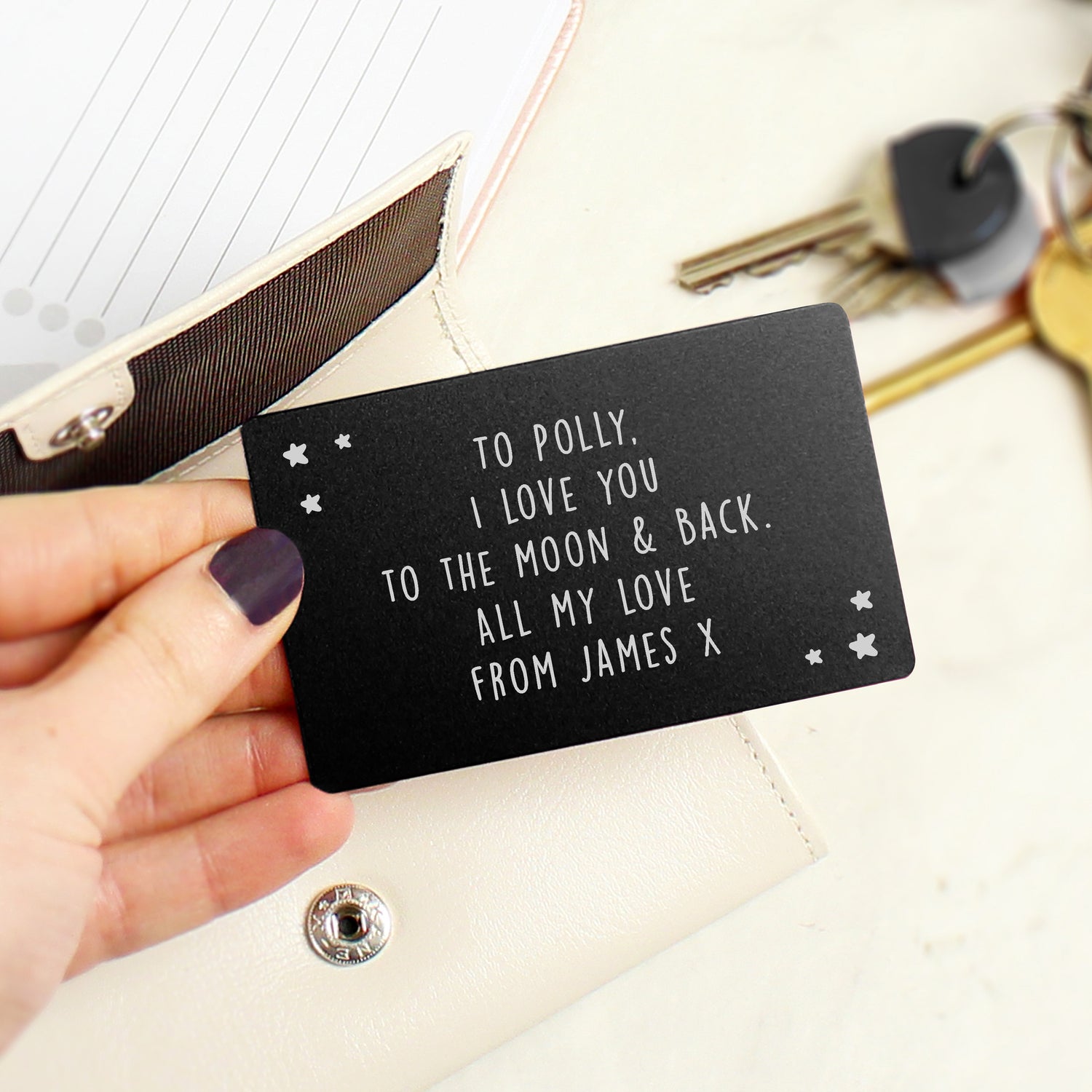 Personalised Star Black Wallet Card - gift & personalise