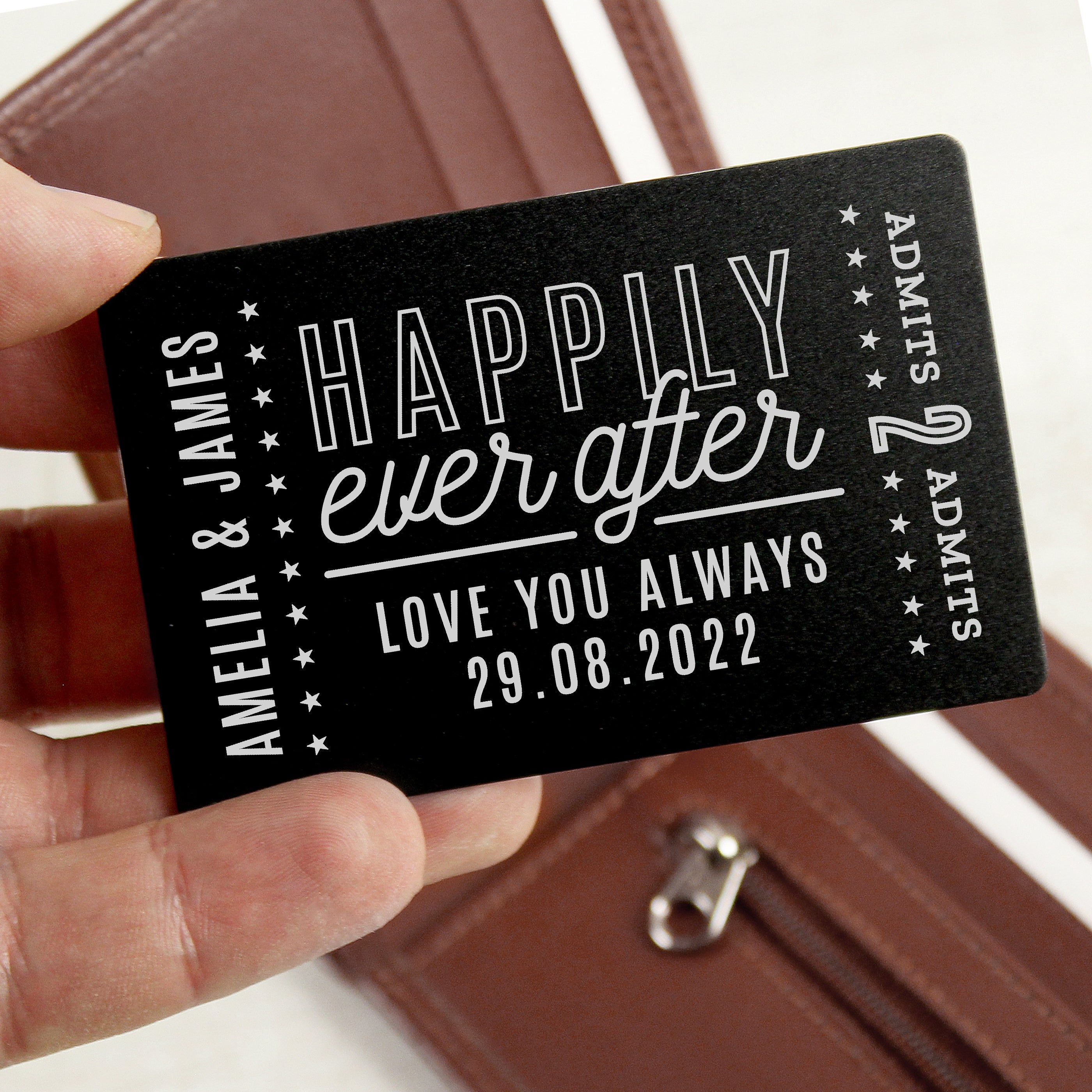 Personalised Happily Ever After Black Wallet Card - gift & personalise