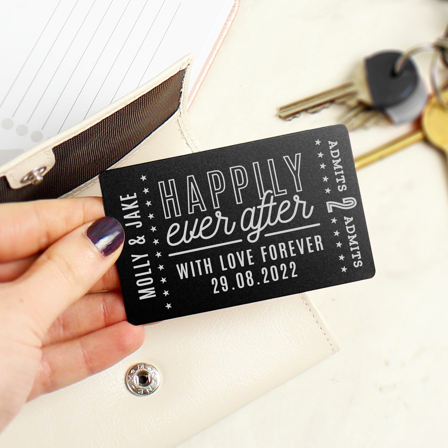 Personalised Happily Ever After Black Wallet Card - gift & personalise