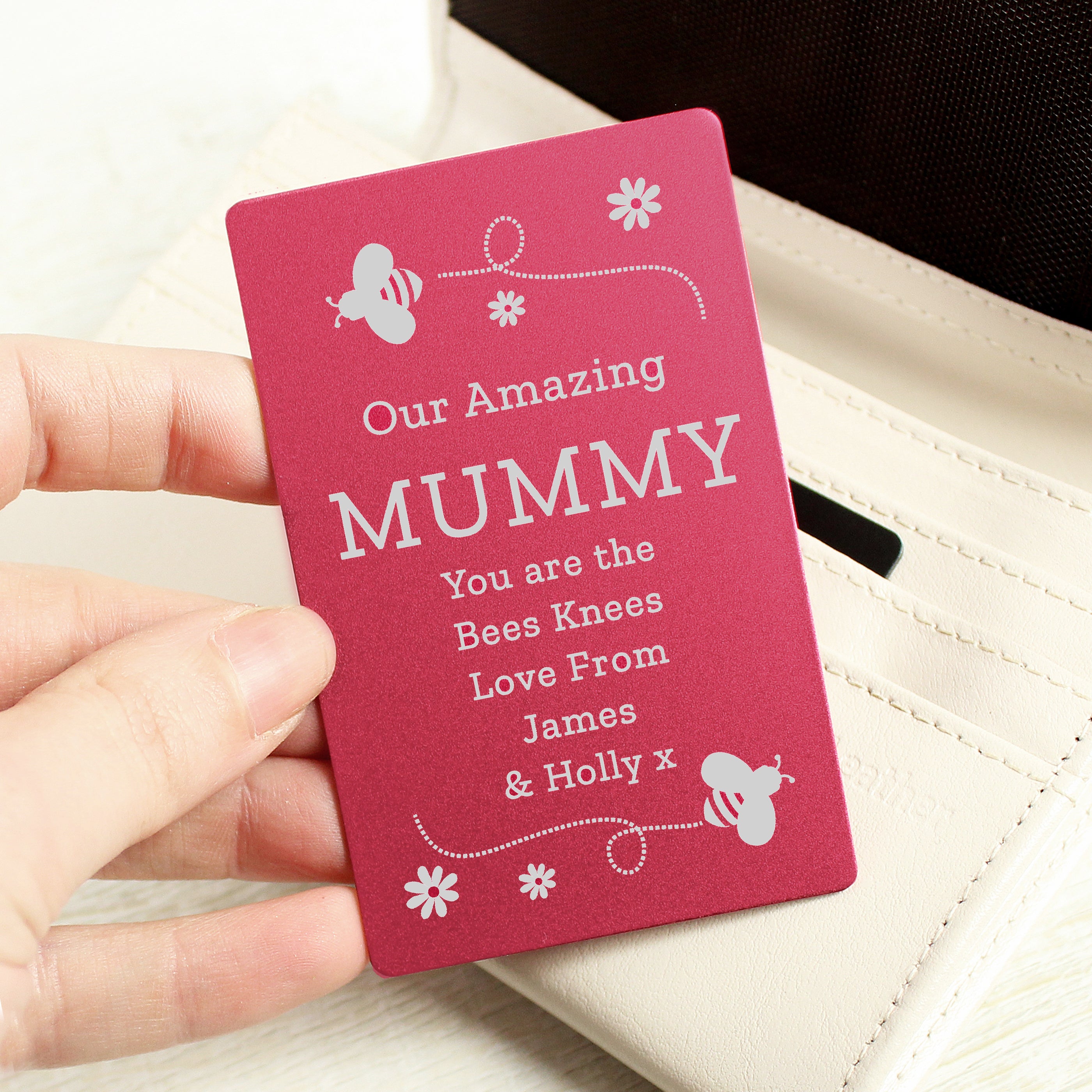 Personalised Bee Cerise Wallet Card - gift & personalise