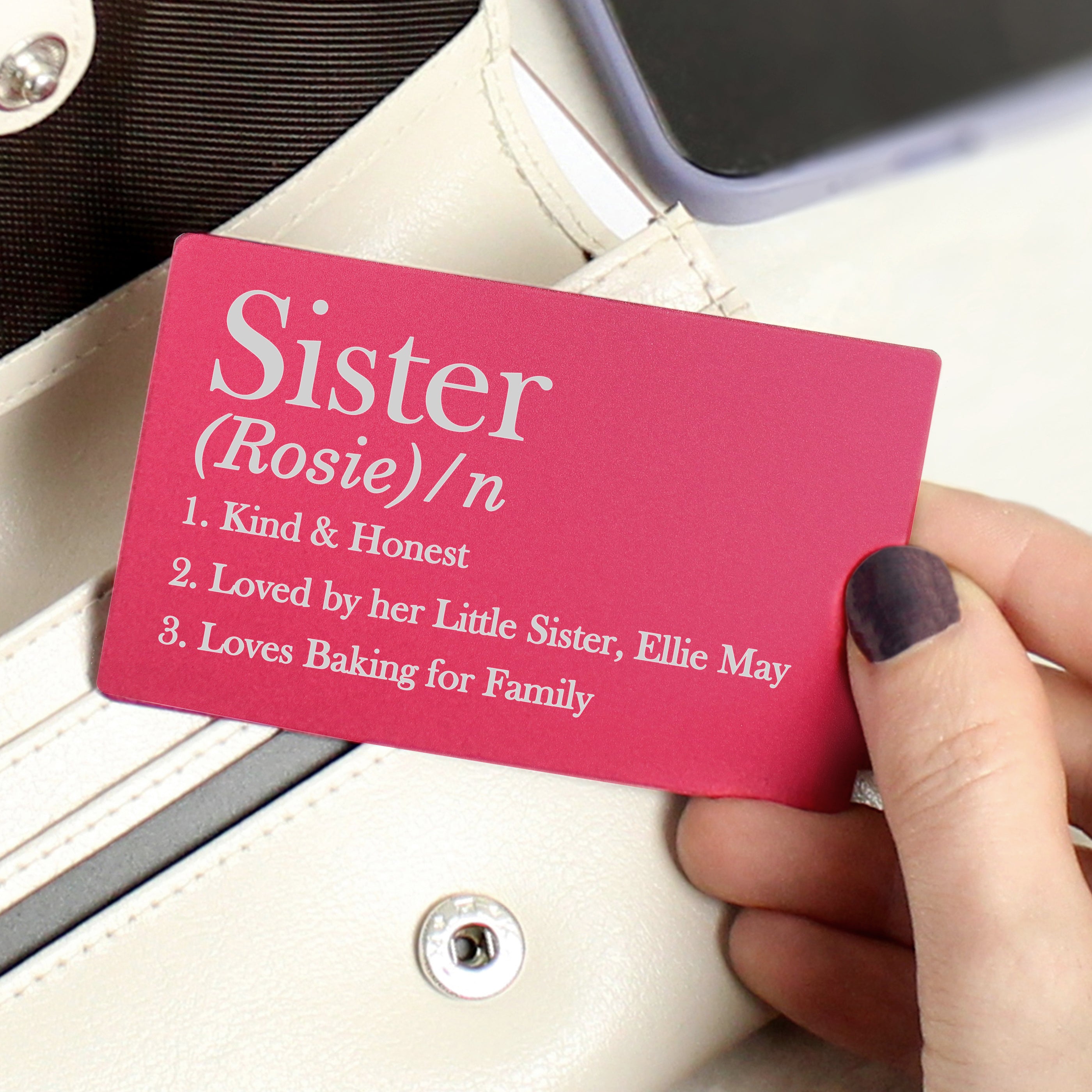 Personalised Definition Cerise Wallet Card - gift & personalise