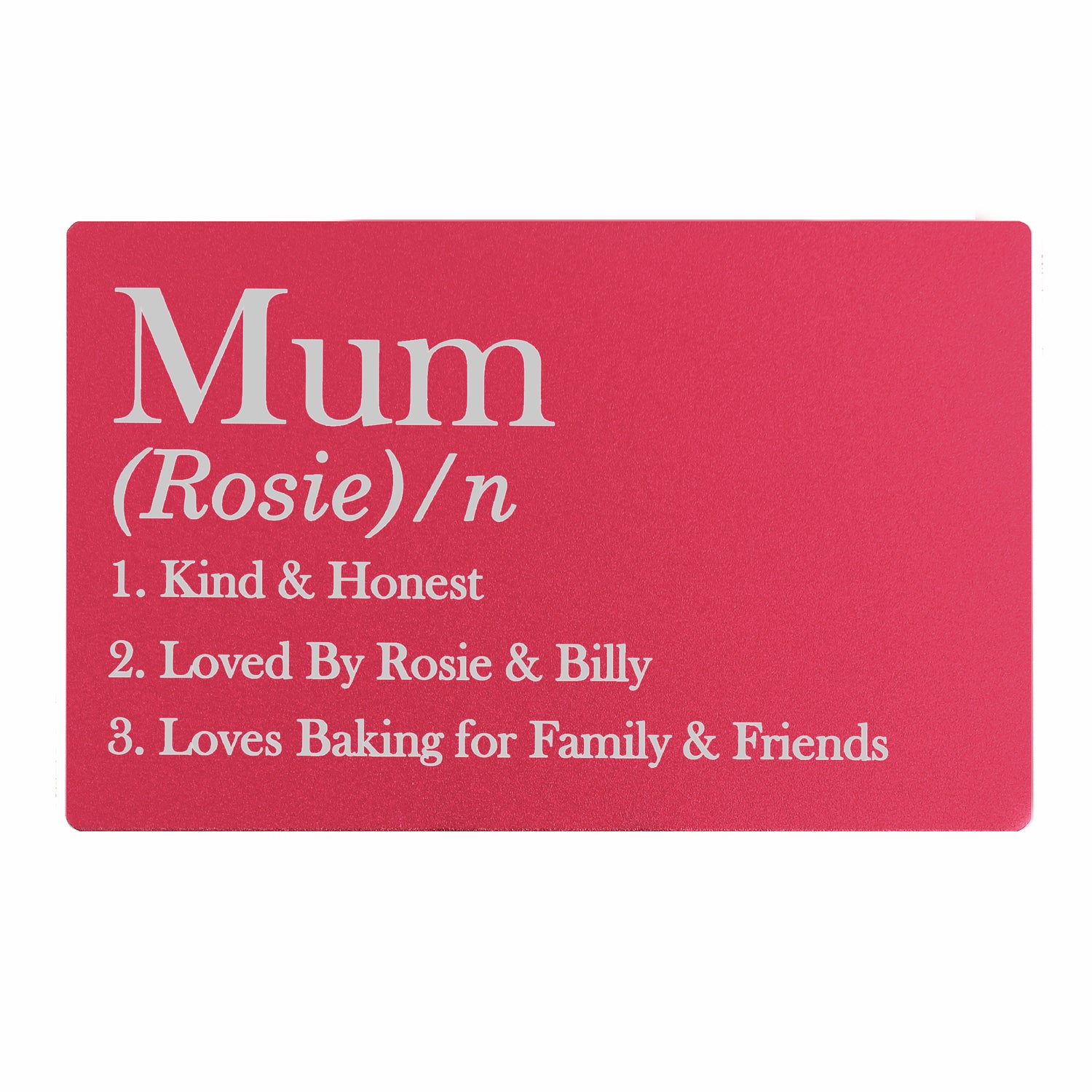 Personalised Definition Cerise Wallet Card - gift & personalise