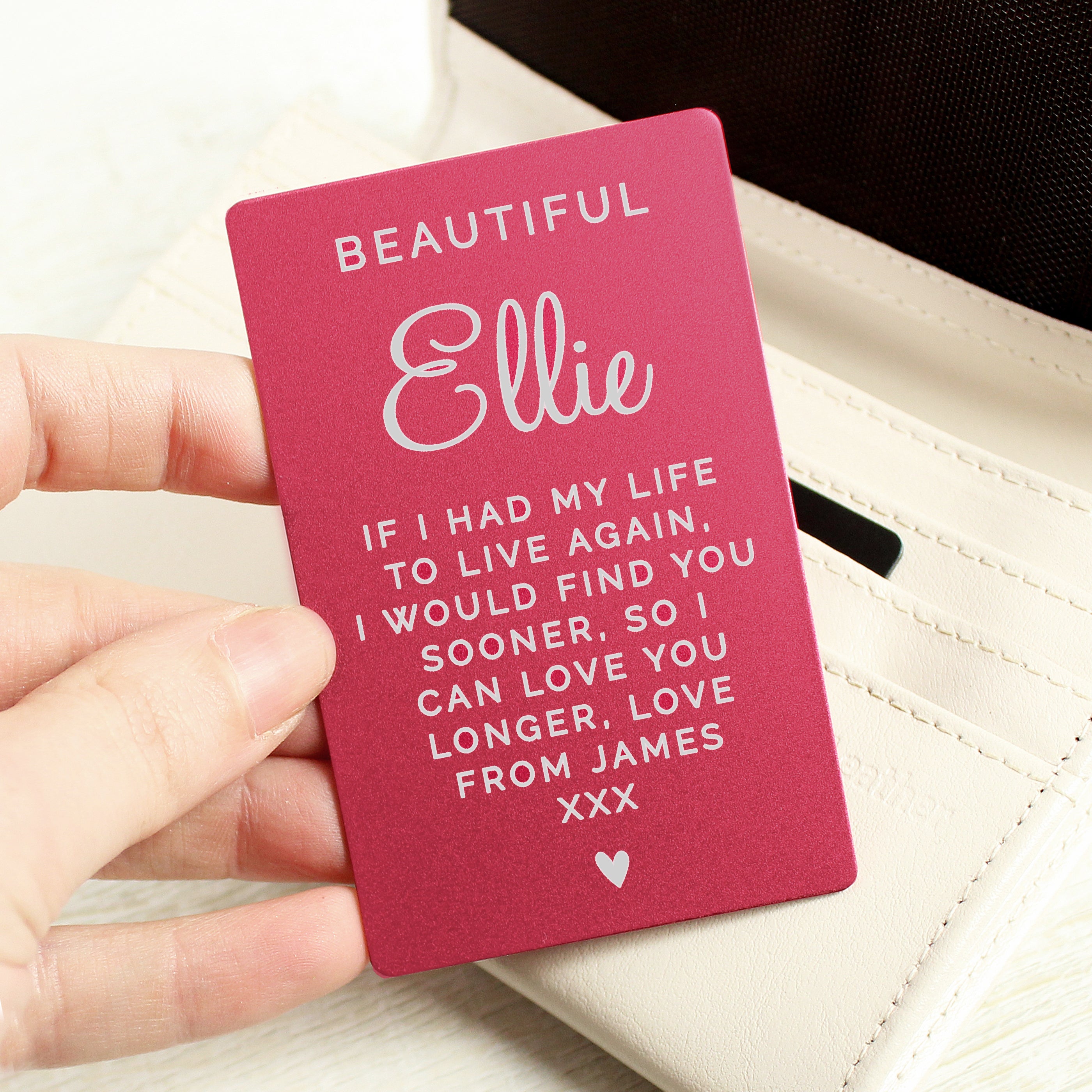 Personalised Free Text Cerise Wallet Card - gift & personalise