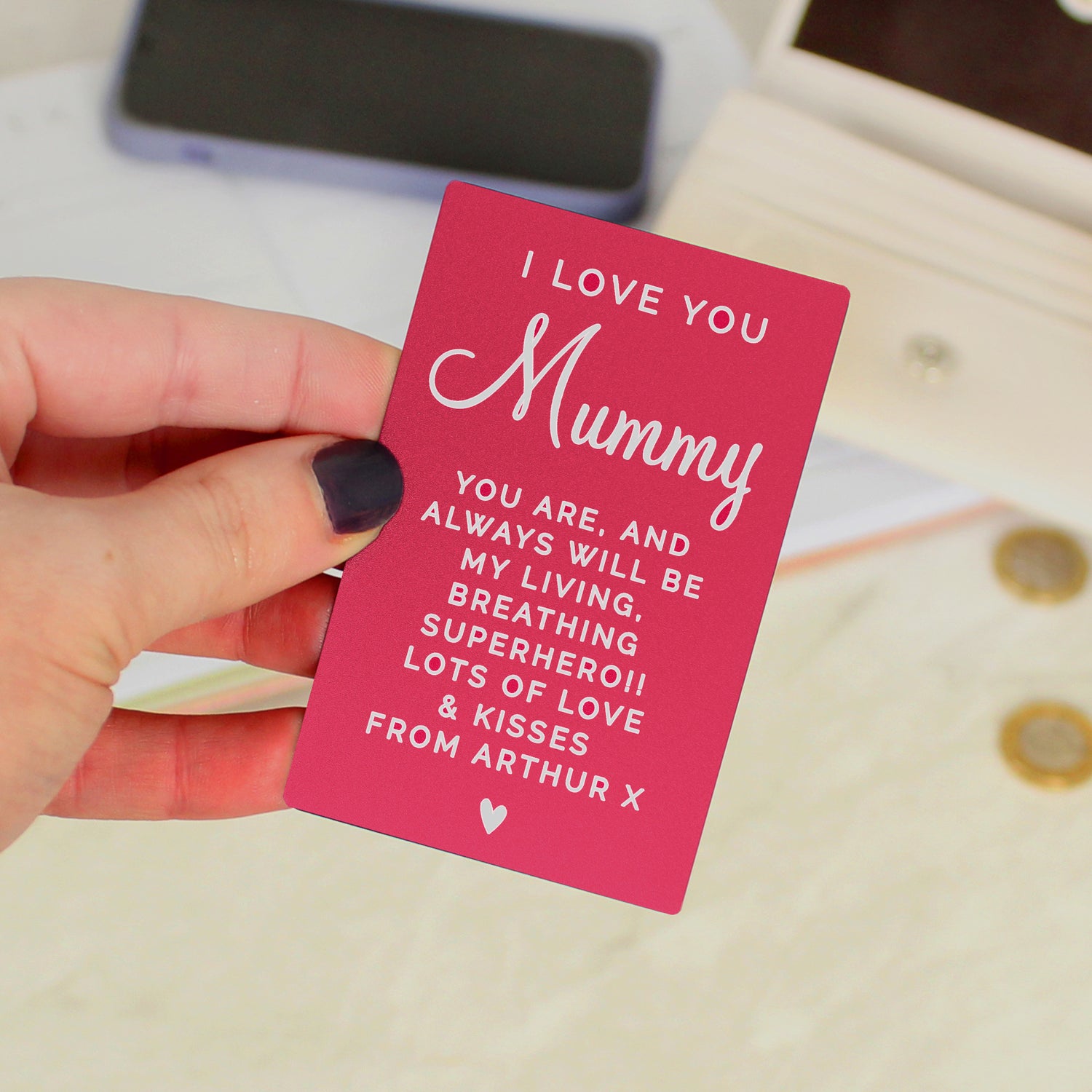 Personalised Free Text Cerise Wallet Card - gift & personalise