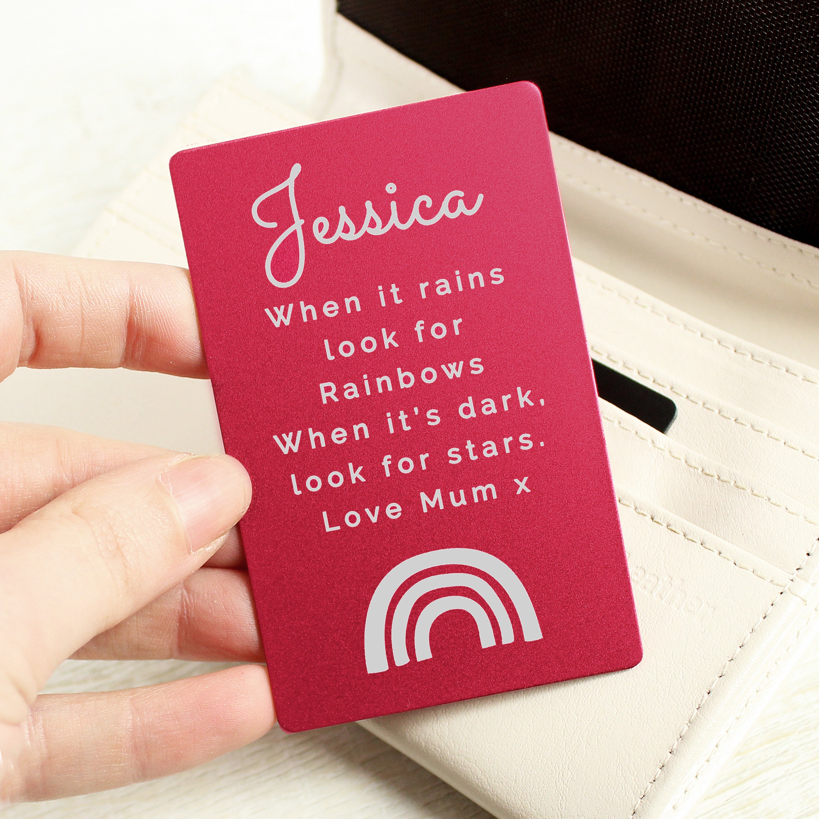 Personalised Rainbow Cerise Wallet Card - gift & personalise