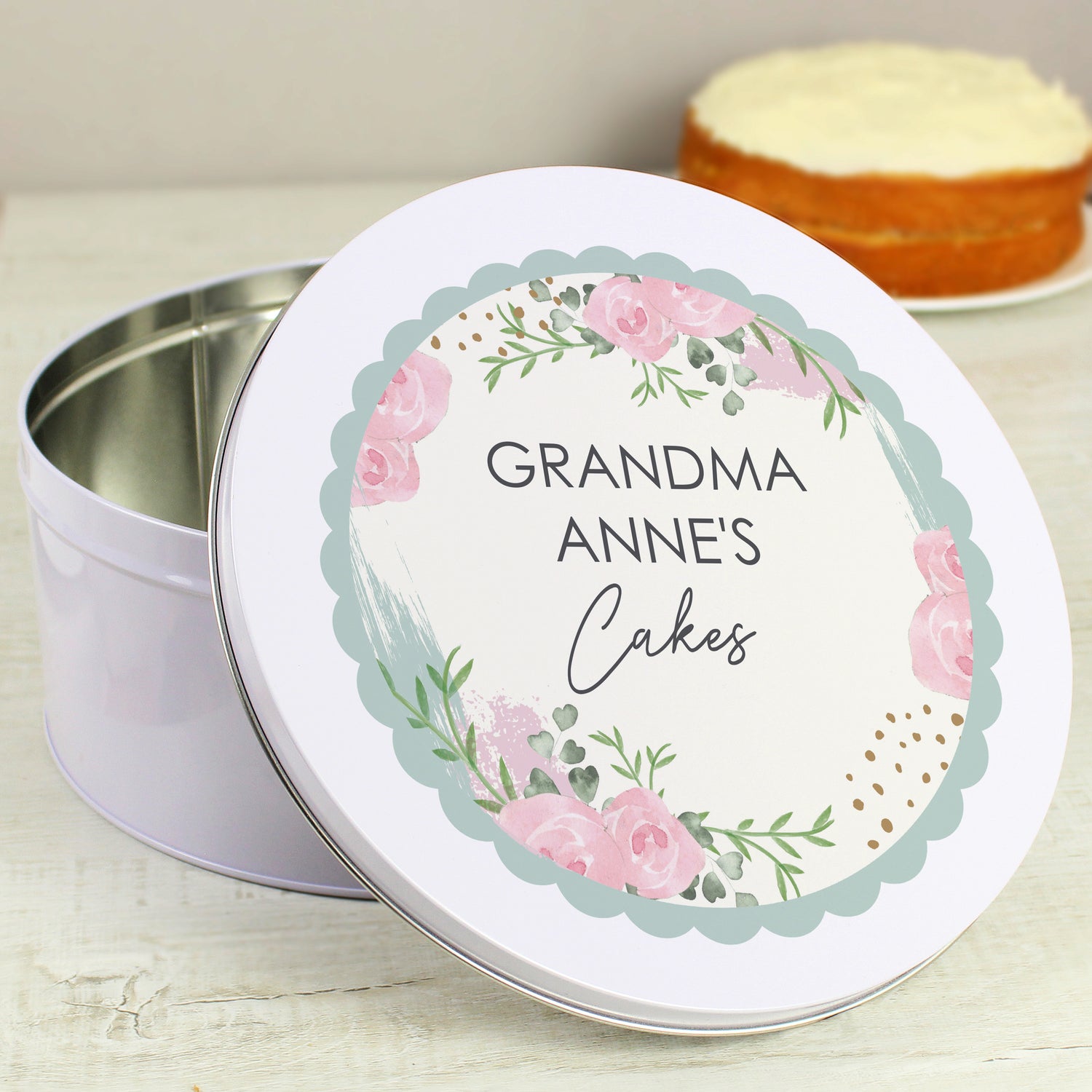 Personalised Abstract Rose Cake Tin - gift & personalise