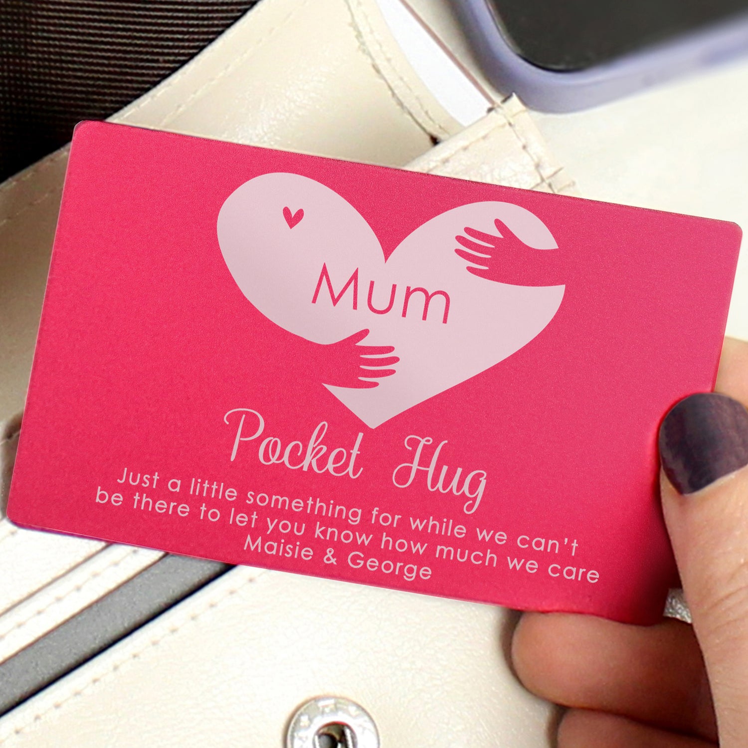 Personalised Pocket Hug Cerise Wallet Card - gift & personalise