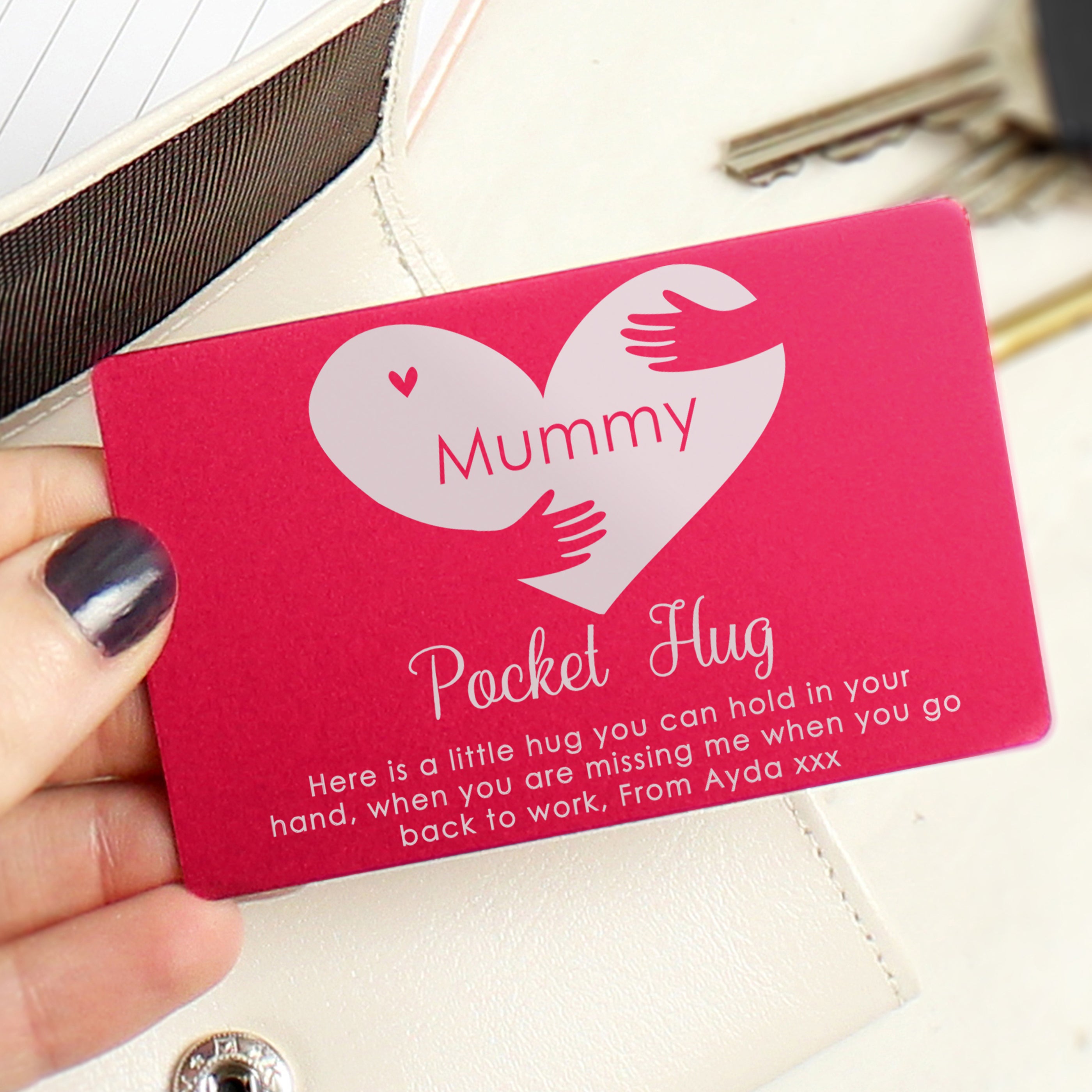 Personalised Pocket Hug Cerise Wallet Card - gift & personalise