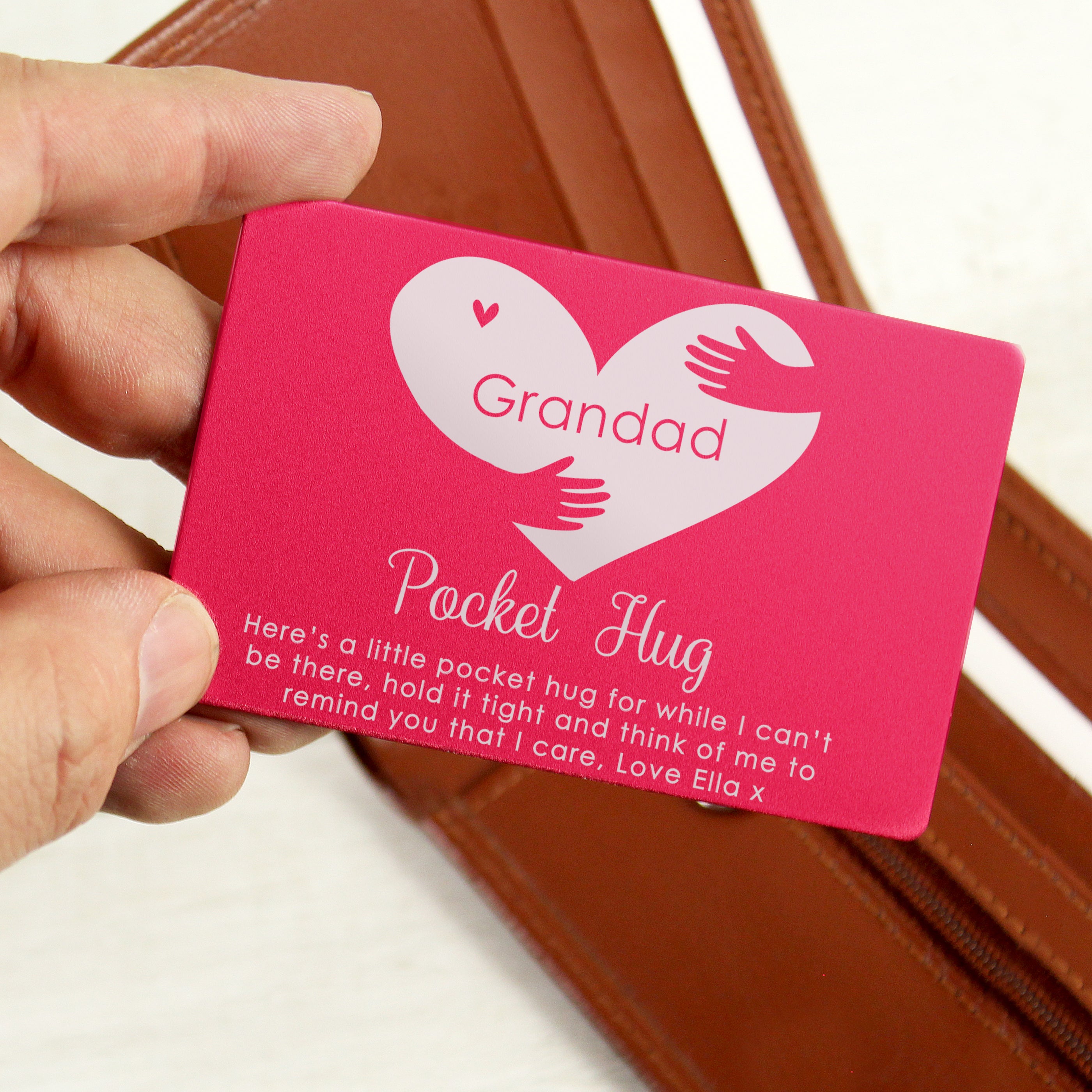 Personalised Pocket Hug Cerise Wallet Card - gift & personalise