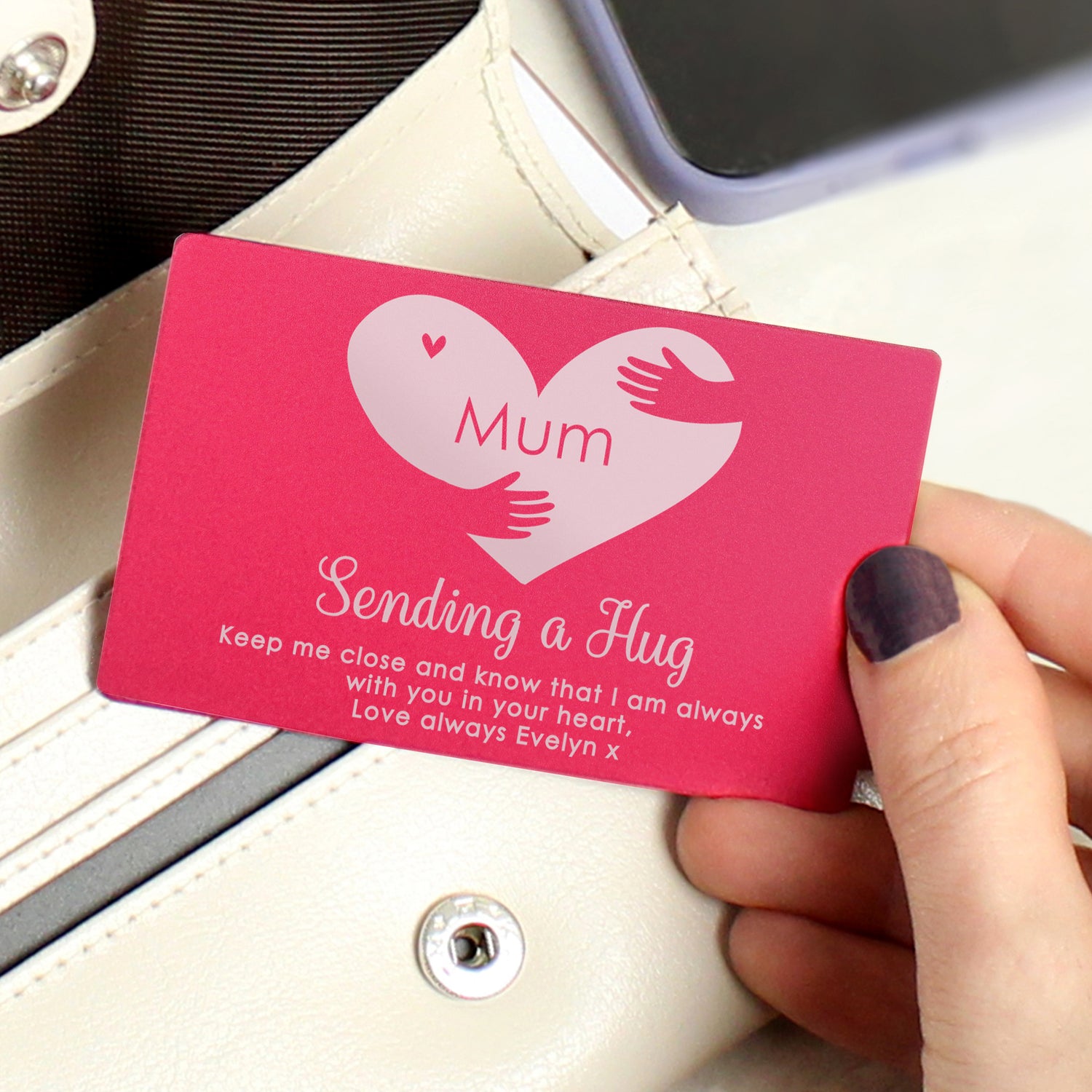 Personalised Pocket Hug Cerise Wallet Card - gift & personalise