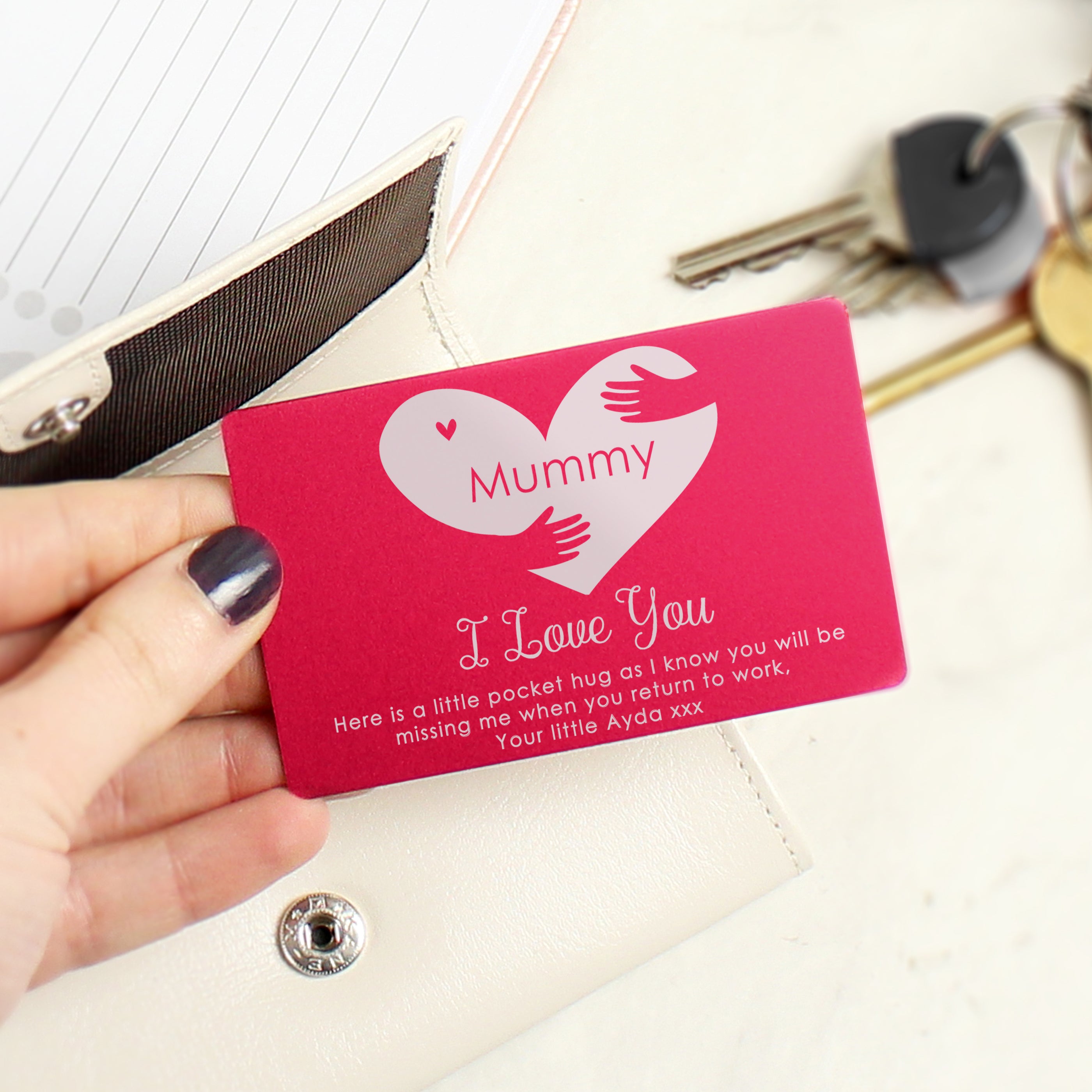 Personalised Pocket Hug Cerise Wallet Card - gift & personalise