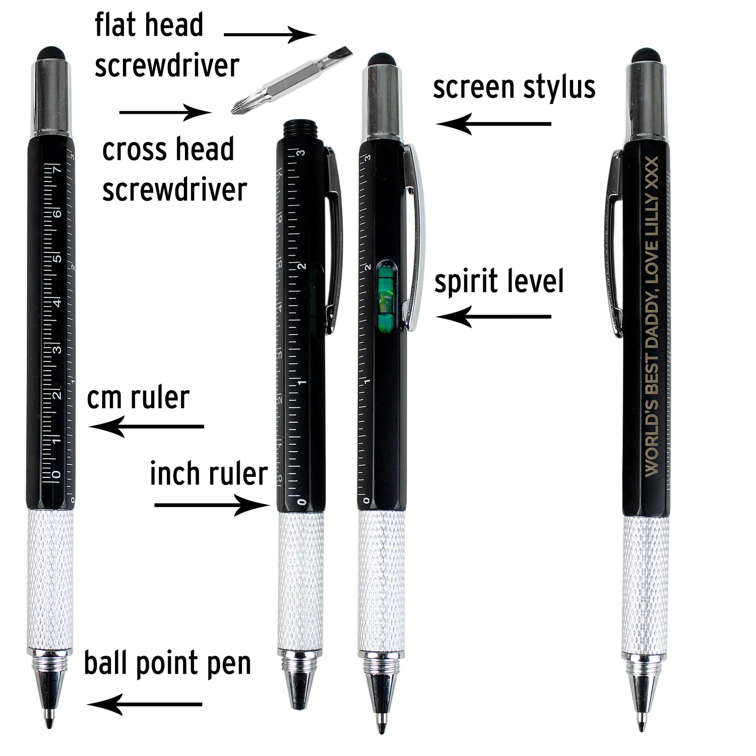 Personalised Free Text Multi Tool Pen - gift & personalise