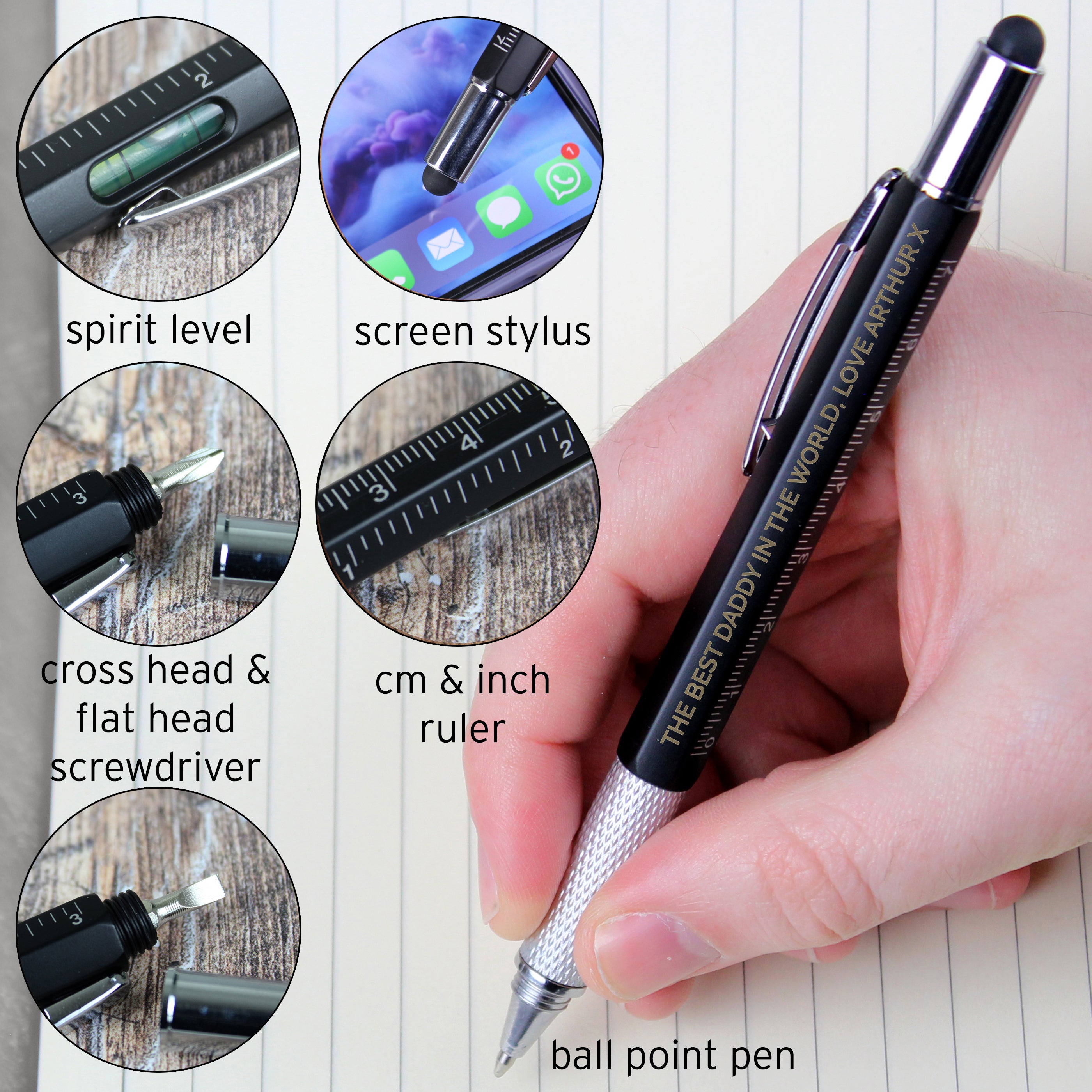 Personalised Free Text Multi Tool Pen - gift & personalise