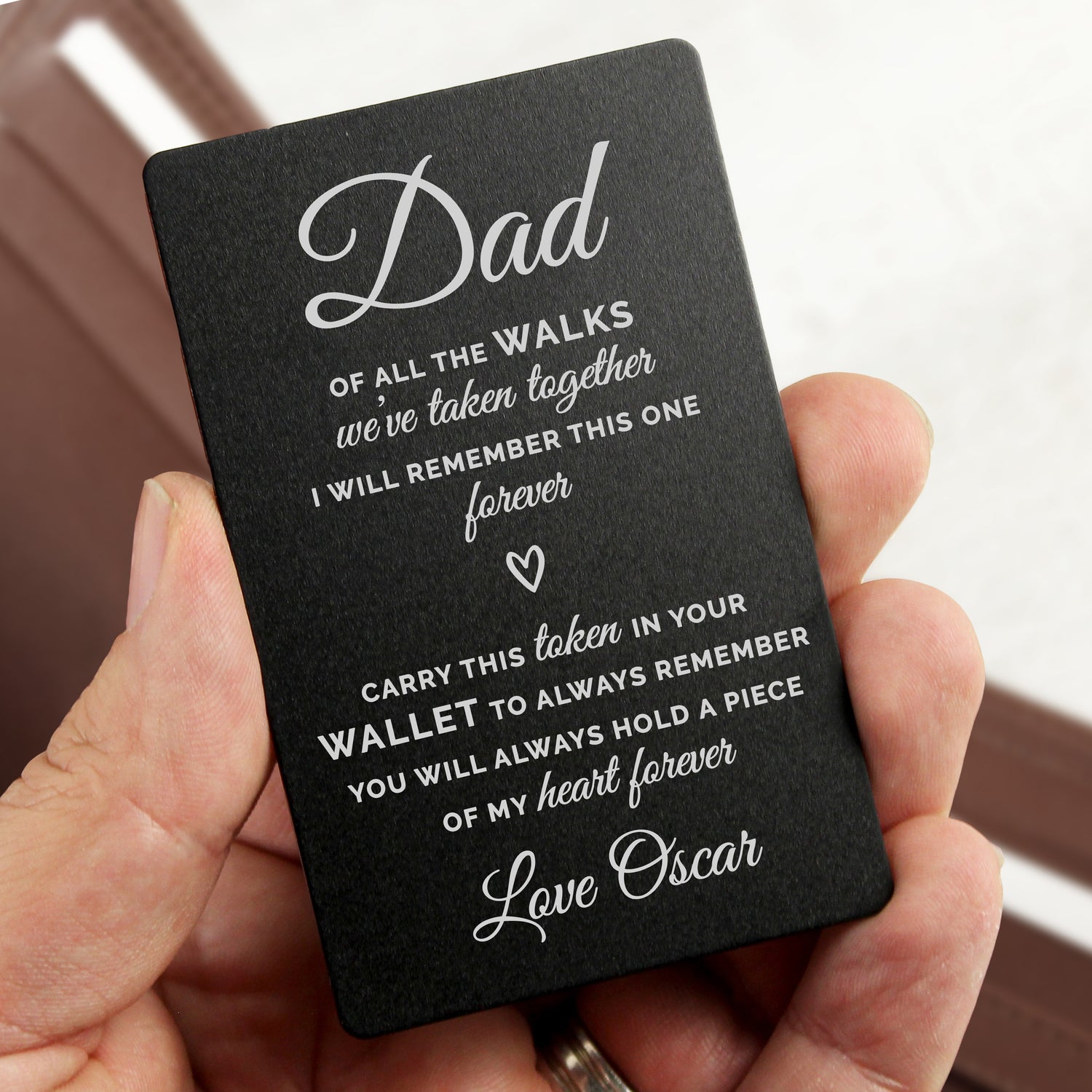 Personalised Of All The Walks Black Wallet Card - gift & personalise