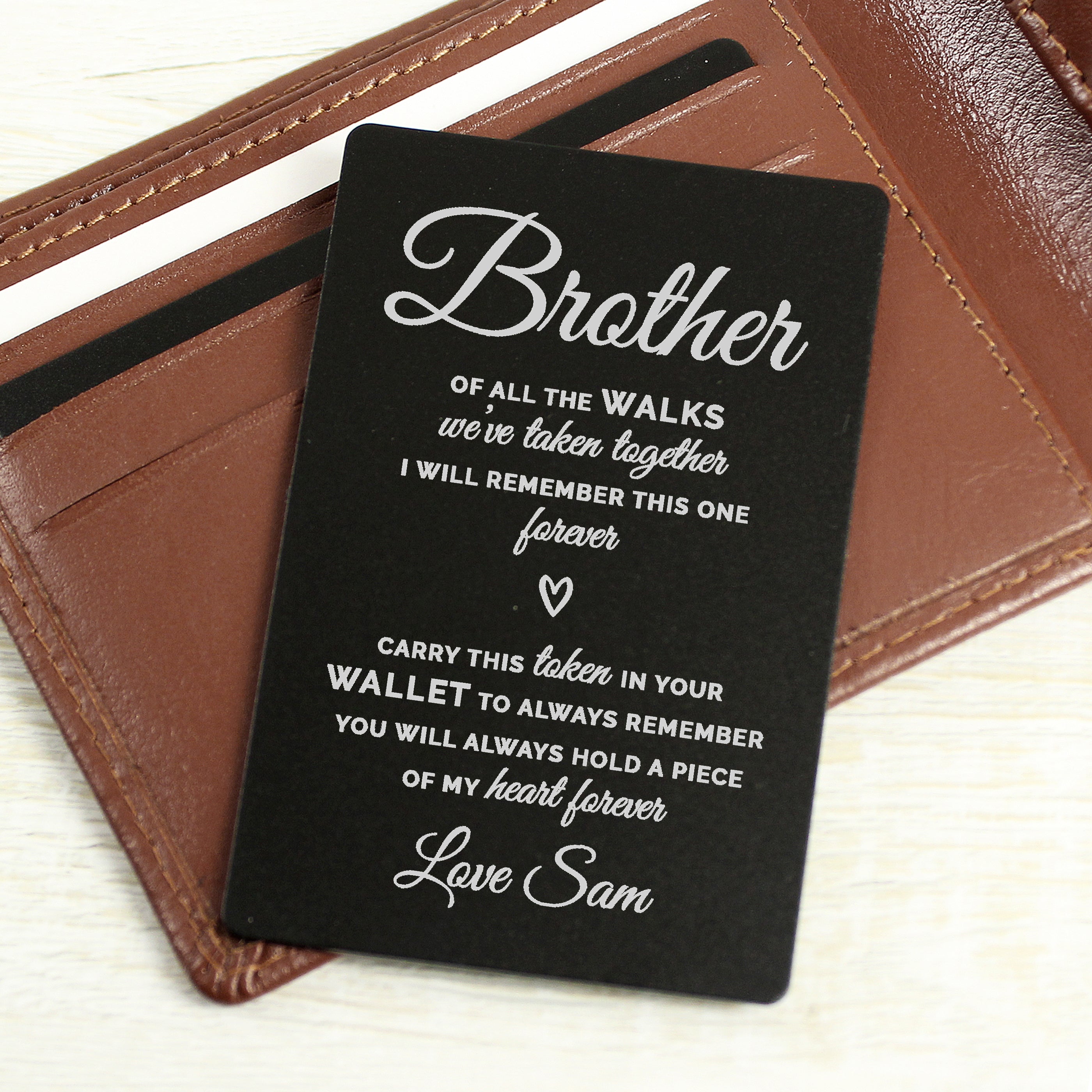 Personalised Of All The Walks Black Wallet Card - gift & personalise