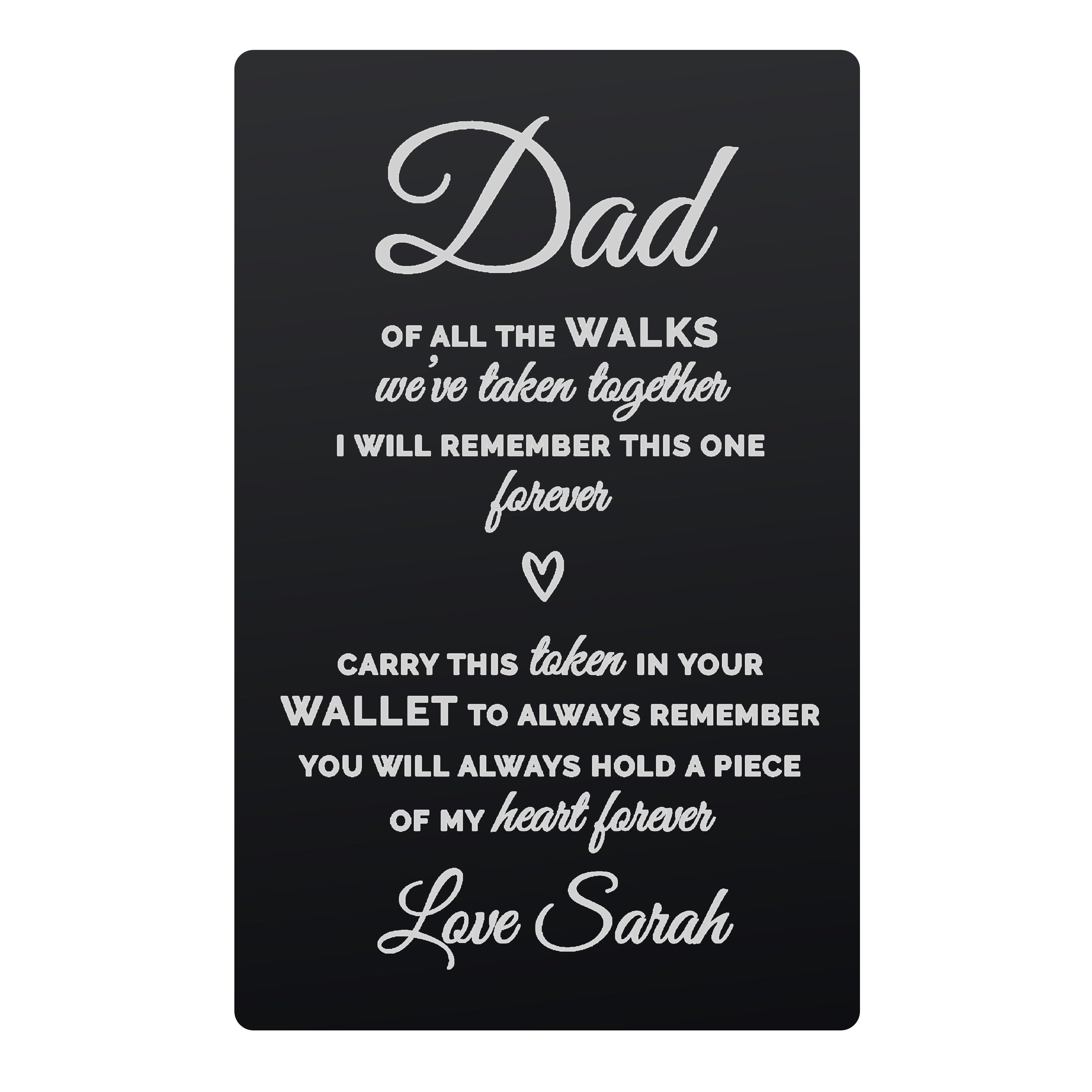 Personalised Of All The Walks Black Wallet Card - gift & personalise