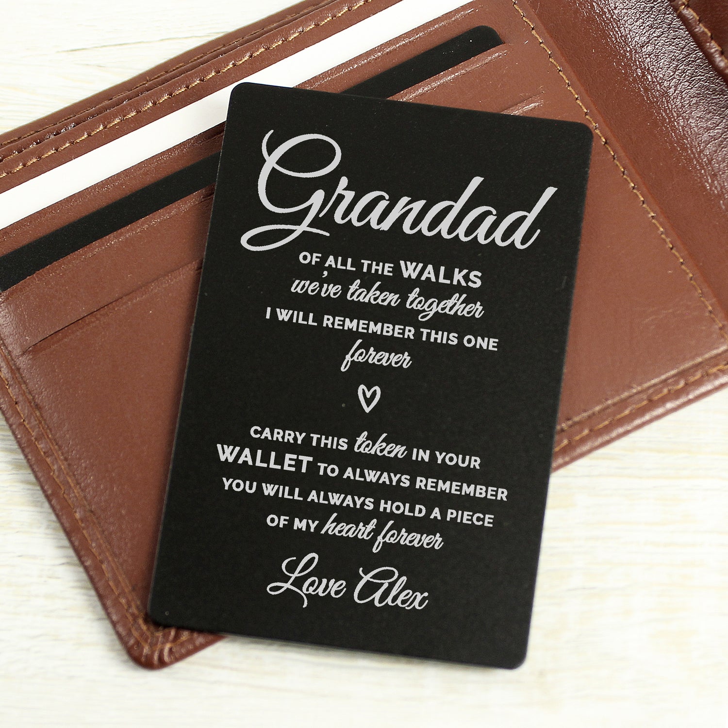 Personalised Of All The Walks Black Wallet Card - gift & personalise