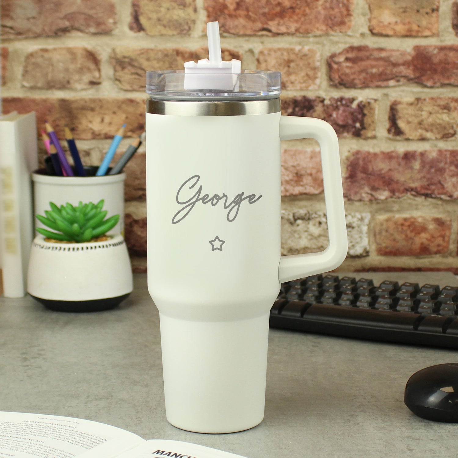 Personalised Star 40oz White Travel Cup - gift & personalise