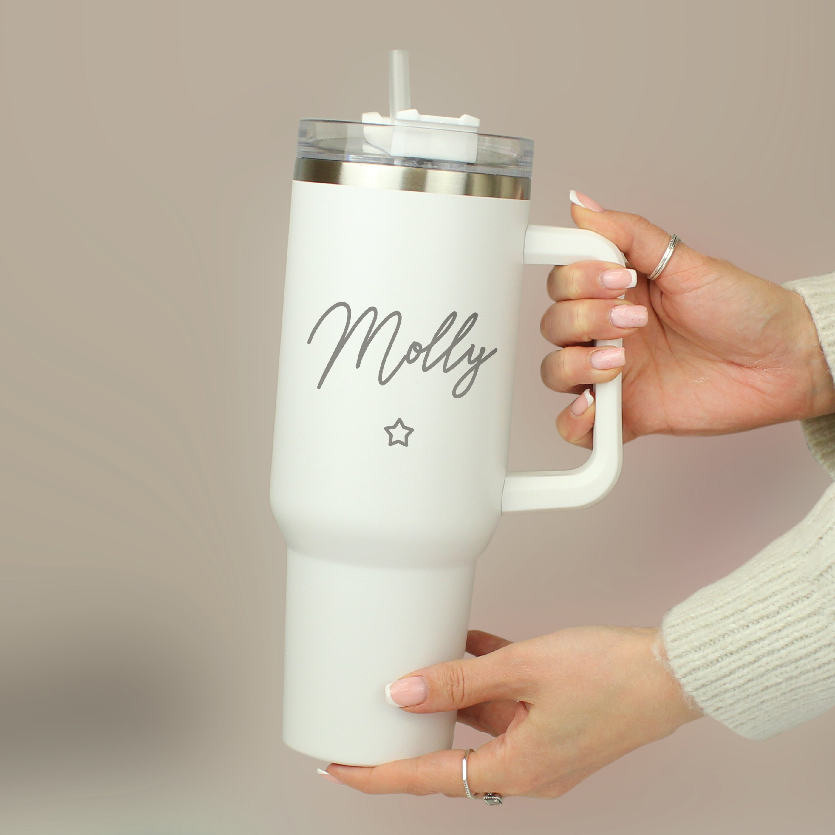 Personalised Star 40oz White Travel Cup - gift & personalise