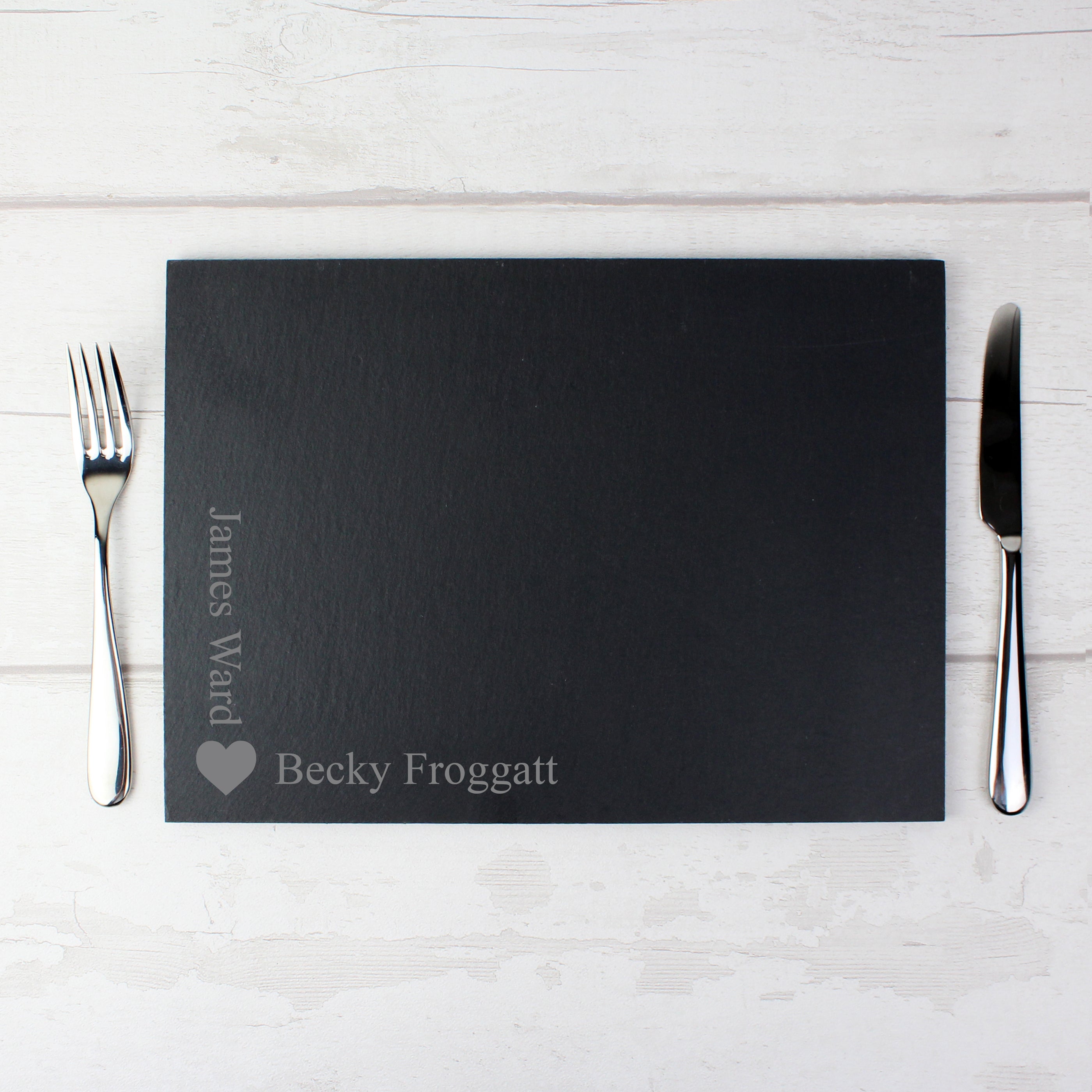 Personalised Heart Motif Slate Placemat - gift & personalise