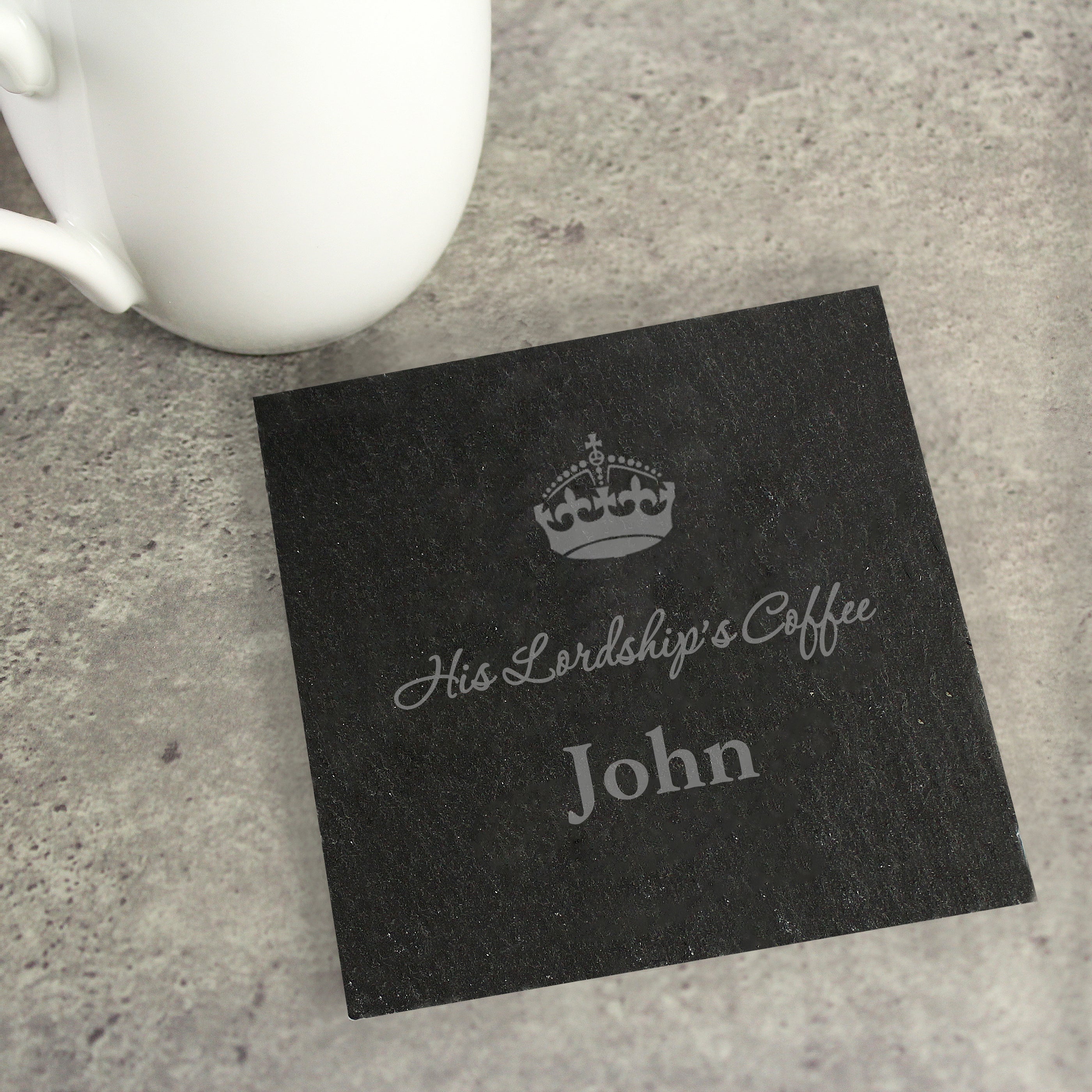 Personalised Crown Motif Single Slate Coaster - gift & personalise