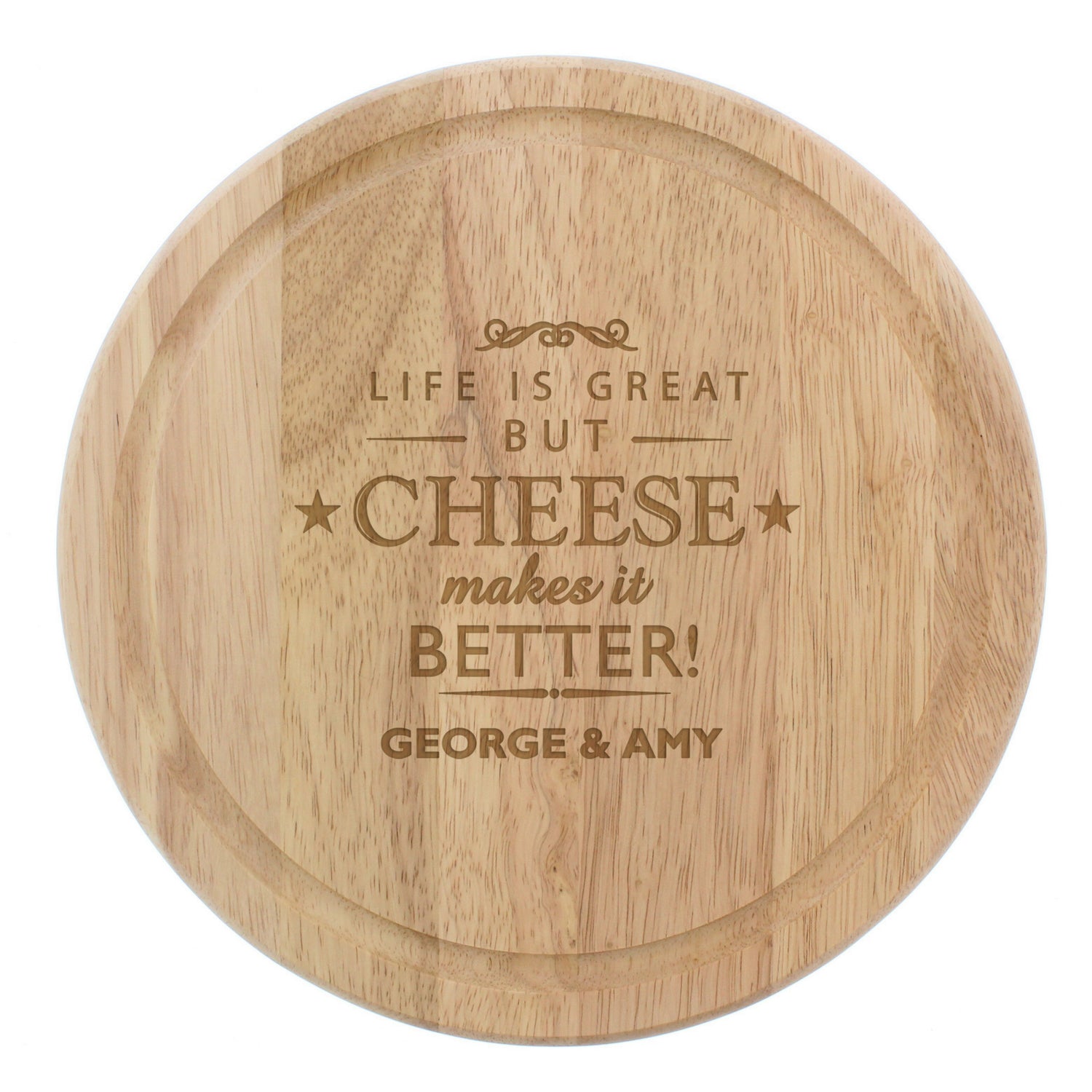 Personalised Cheese Makes Life Better... Wooden Cheese Board - gift & personalise