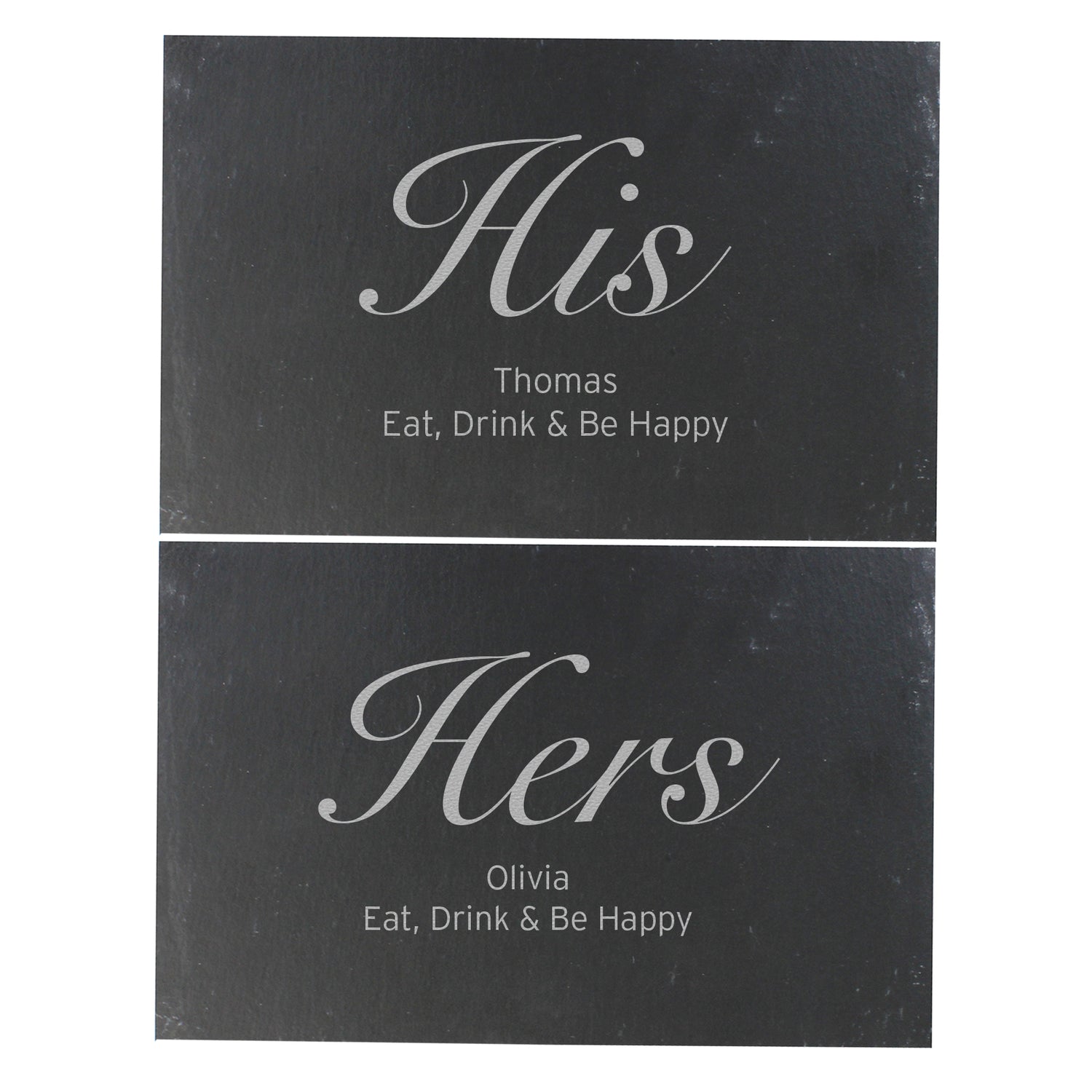 Personalised His and Hers Slate Placemat Set - gift & personalise