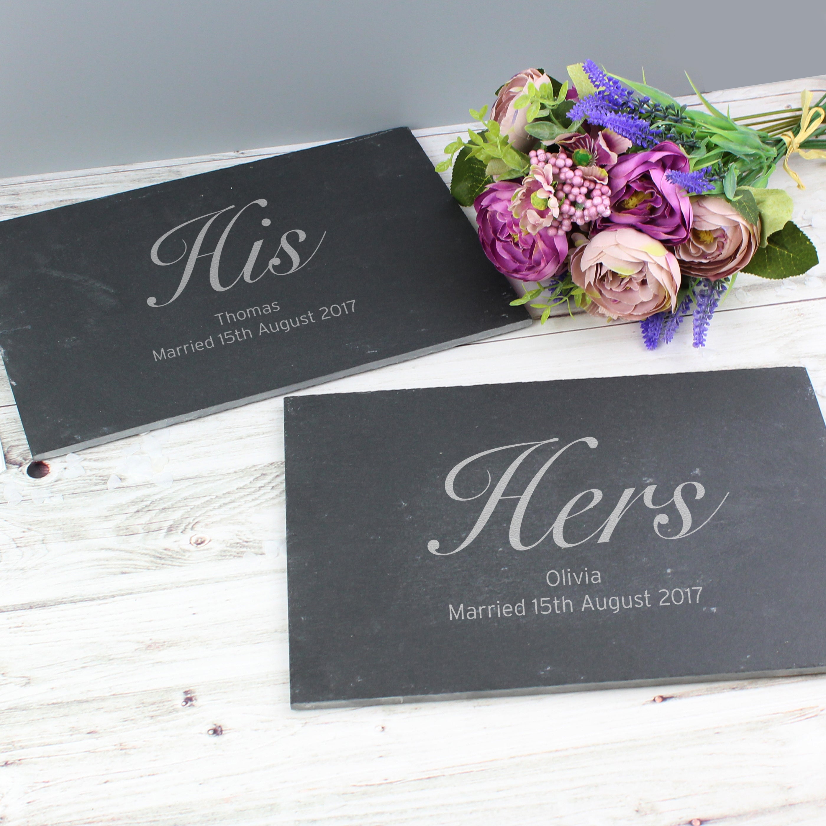 Personalised His and Hers Slate Placemat Set - gift & personalise