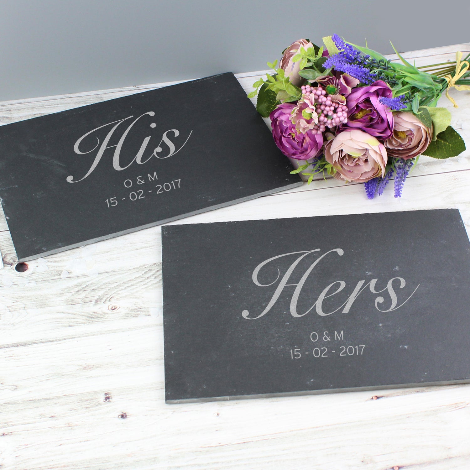 Personalised His and Hers Slate Placemat Set - gift & personalise