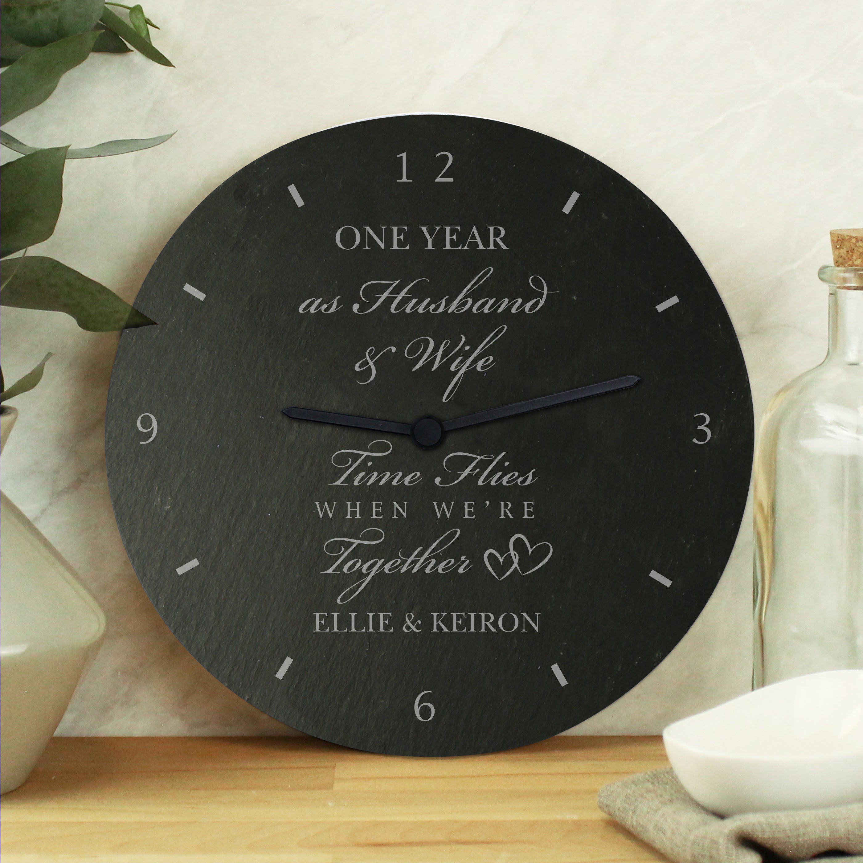 Personalised Anniversary Slate Clock - gift & personalise