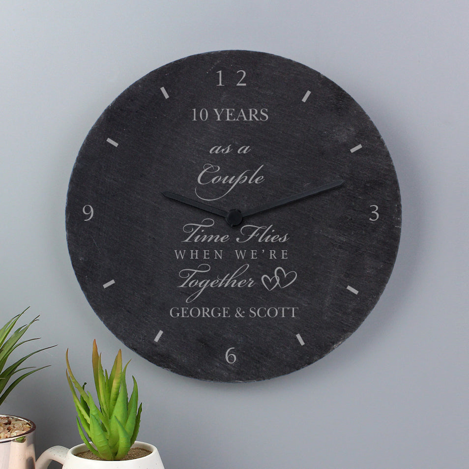 Personalised Anniversary Slate Clock - gift & personalise