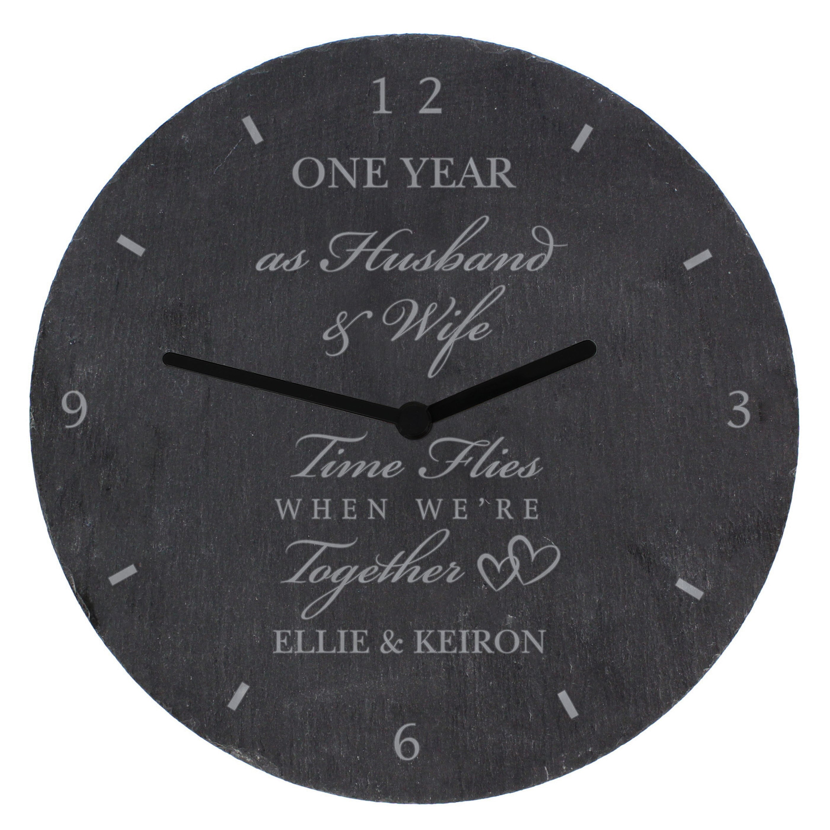 Personalised Anniversary Slate Clock - gift & personalise