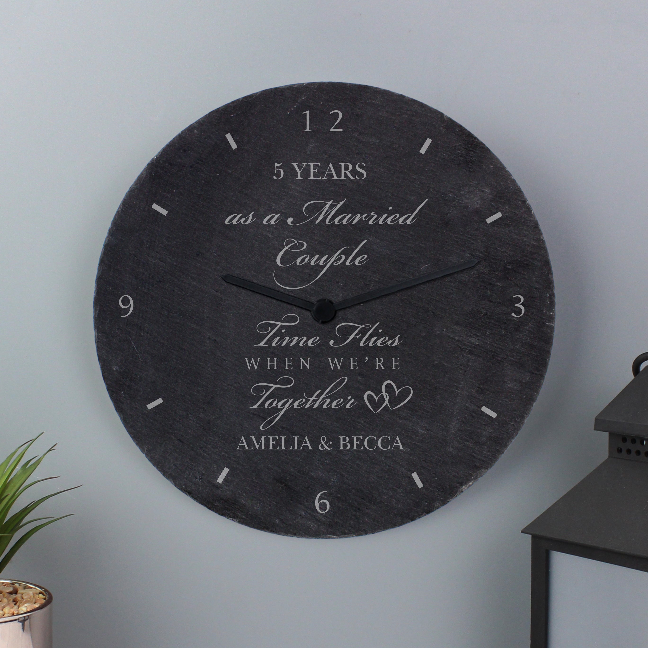 Personalised Anniversary Slate Clock - gift & personalise