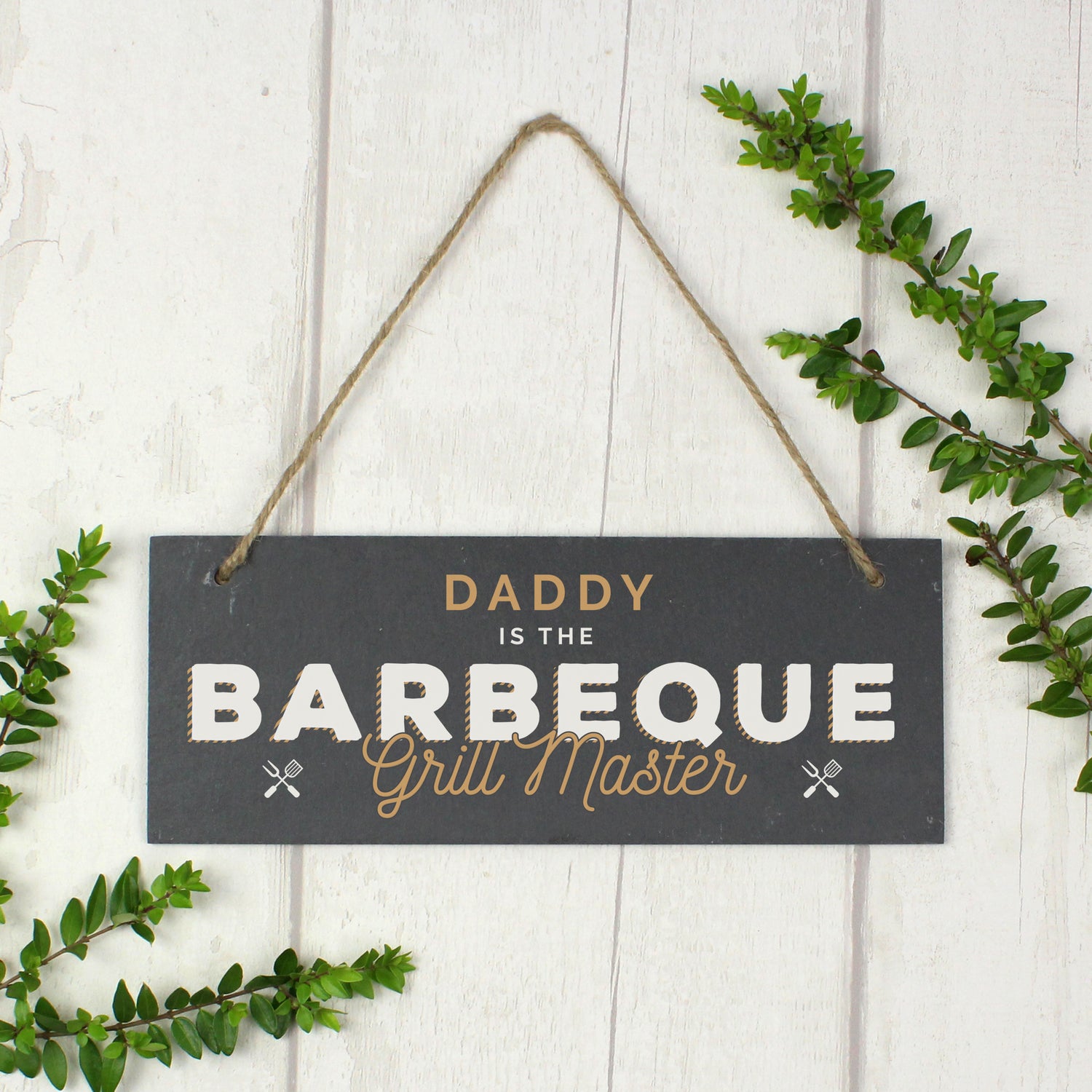 Personalised ""Barbeque Grill Master"" Printed Hanging Slate Plaque - gift & personalise