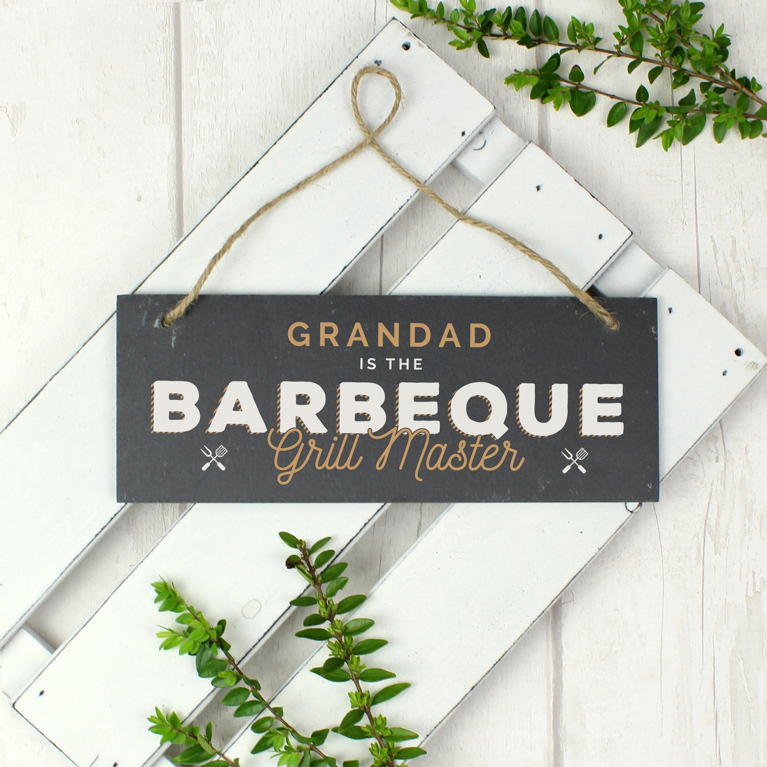 Personalised ""Barbeque Grill Master"" Printed Hanging Slate Plaque - gift & personalise