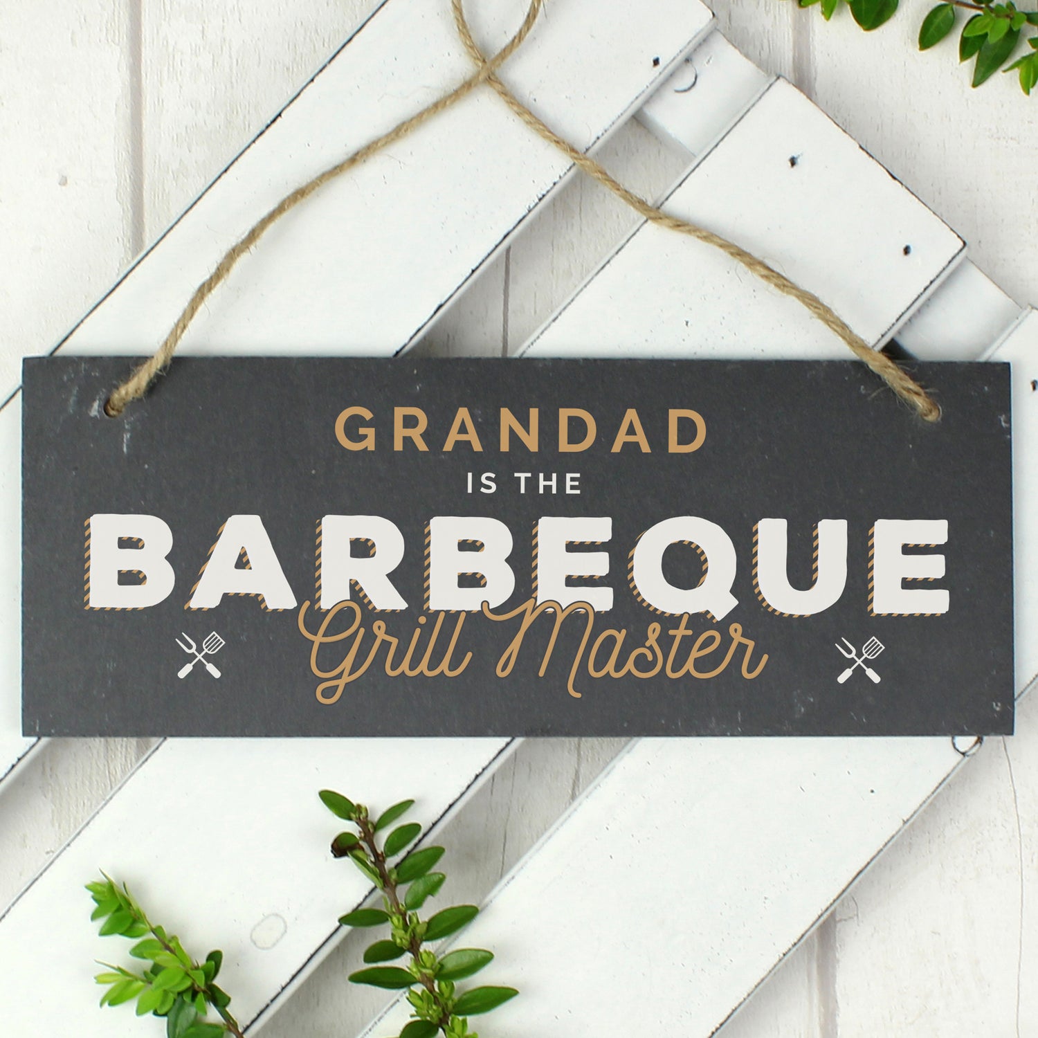 Personalised ""Barbeque Grill Master"" Printed Hanging Slate Plaque - gift & personalise