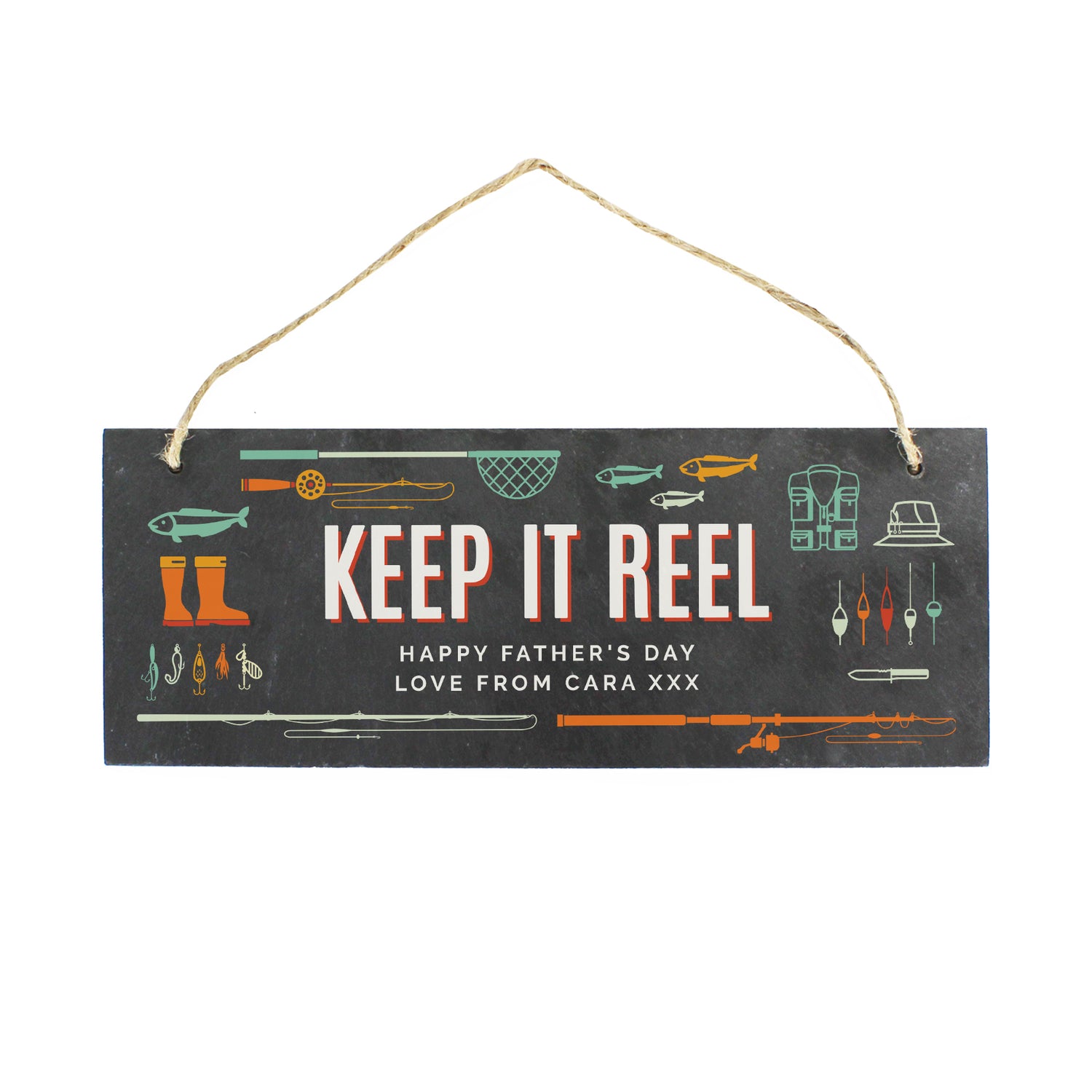 Personalised ""Keep It Reel"" Printed Hanging Slate Plaque - gift & personalise