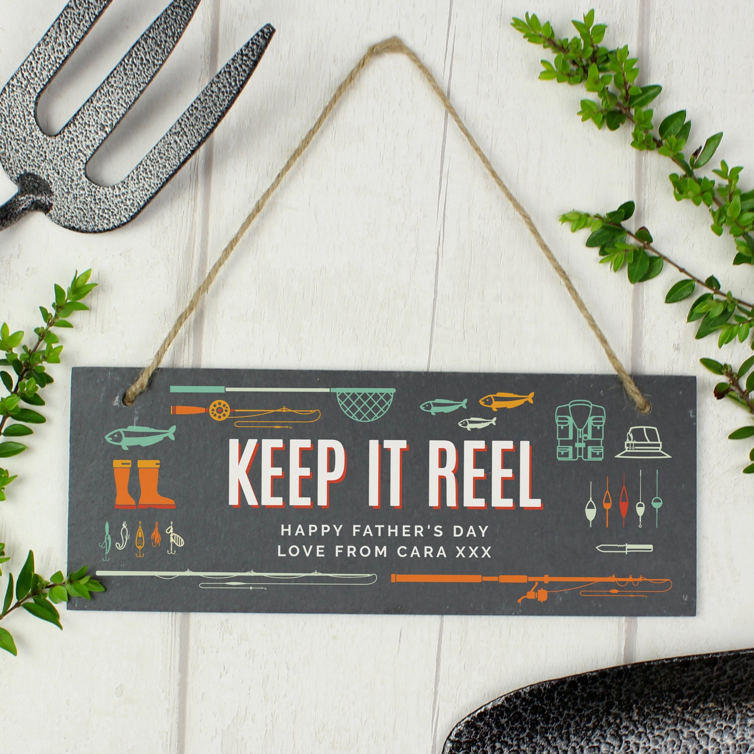 Personalised ""Keep It Reel"" Printed Hanging Slate Plaque - gift & personalise