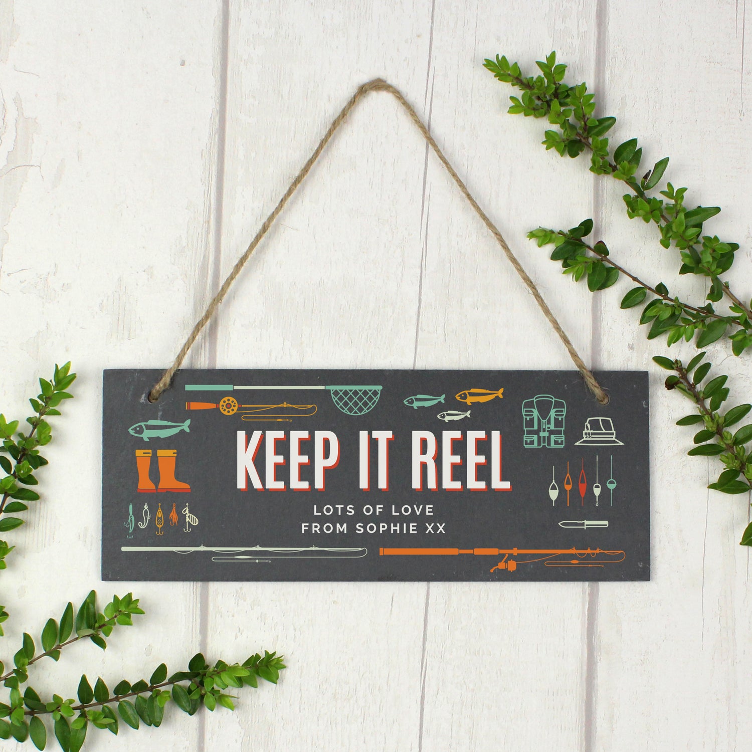 Personalised ""Keep It Reel"" Printed Hanging Slate Plaque - gift & personalise