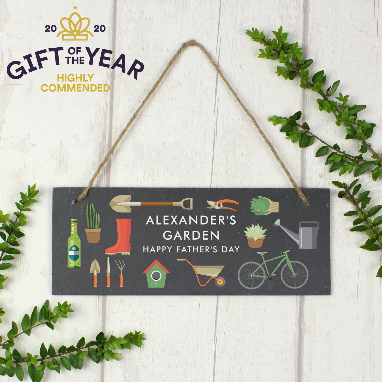 Personalised Garden Printed Hanging Slate Plaque - gift & personalise