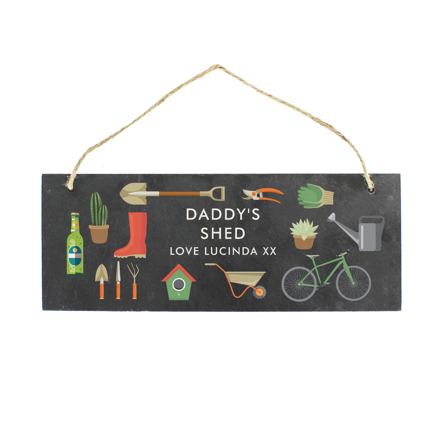 Personalised Garden Printed Hanging Slate Plaque - gift & personalise